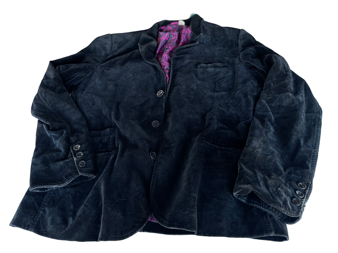 Vintage Men's suede Velvet Black blazer in L| SKU 4407