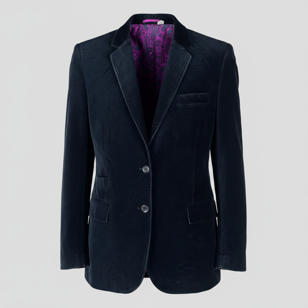 Vintage Men's suede Velvet Black blazer in L| SKU 4407