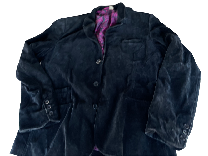Vintage Men's suede Velvet Black blazer in L| SKU 4407