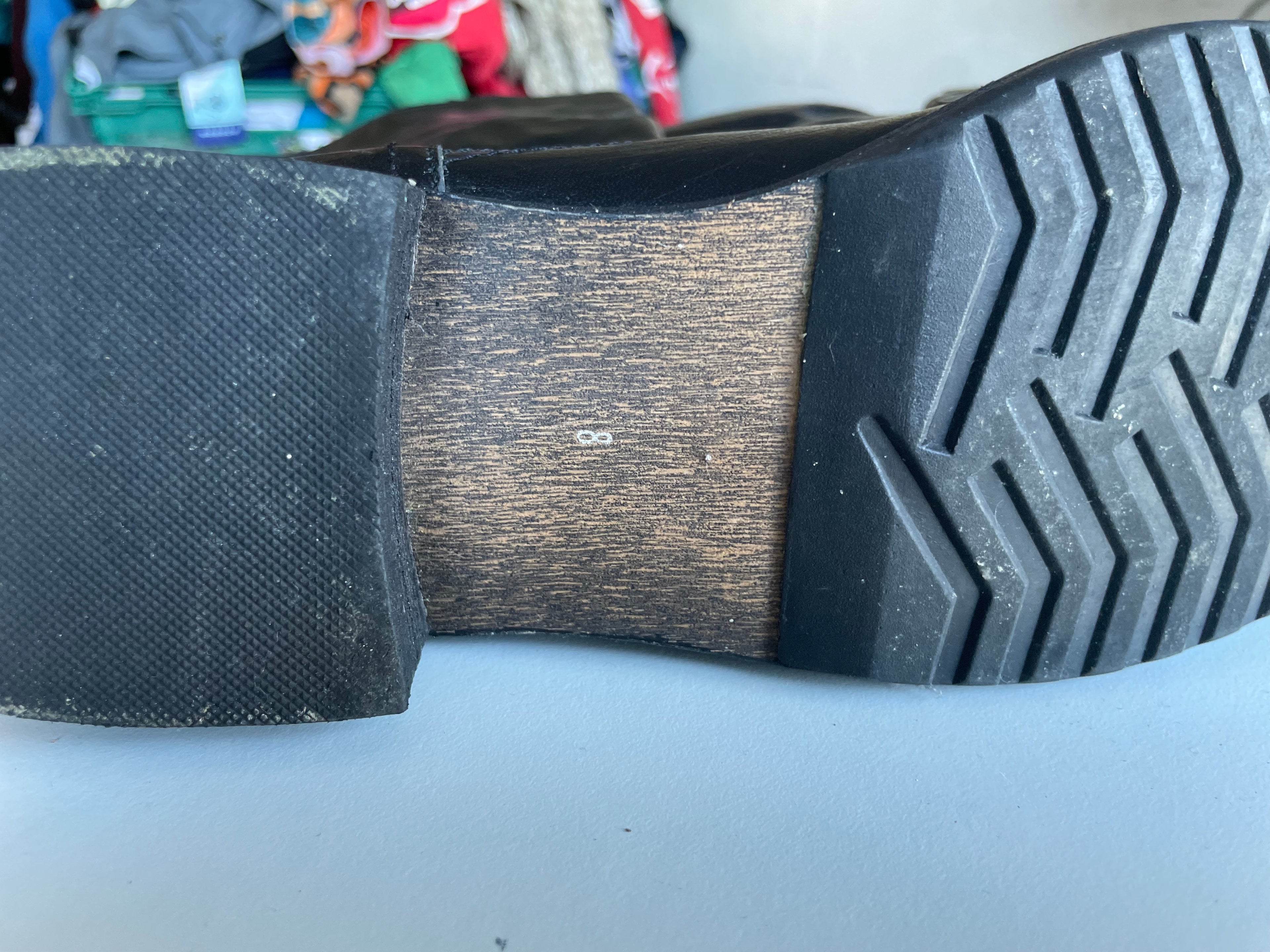 Vintage Women's Leather Biker Black high boot size 8|L17| SKU 4409