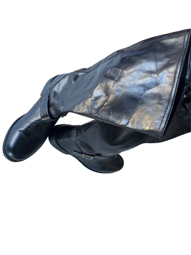 Vintage Women's Leather Biker Black high boot size 8|L17| SKU 4409