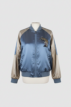 Vintage Soulstat Tiger graphics grey colourblock bomber jacket size L|L30W22|SKU 4410
