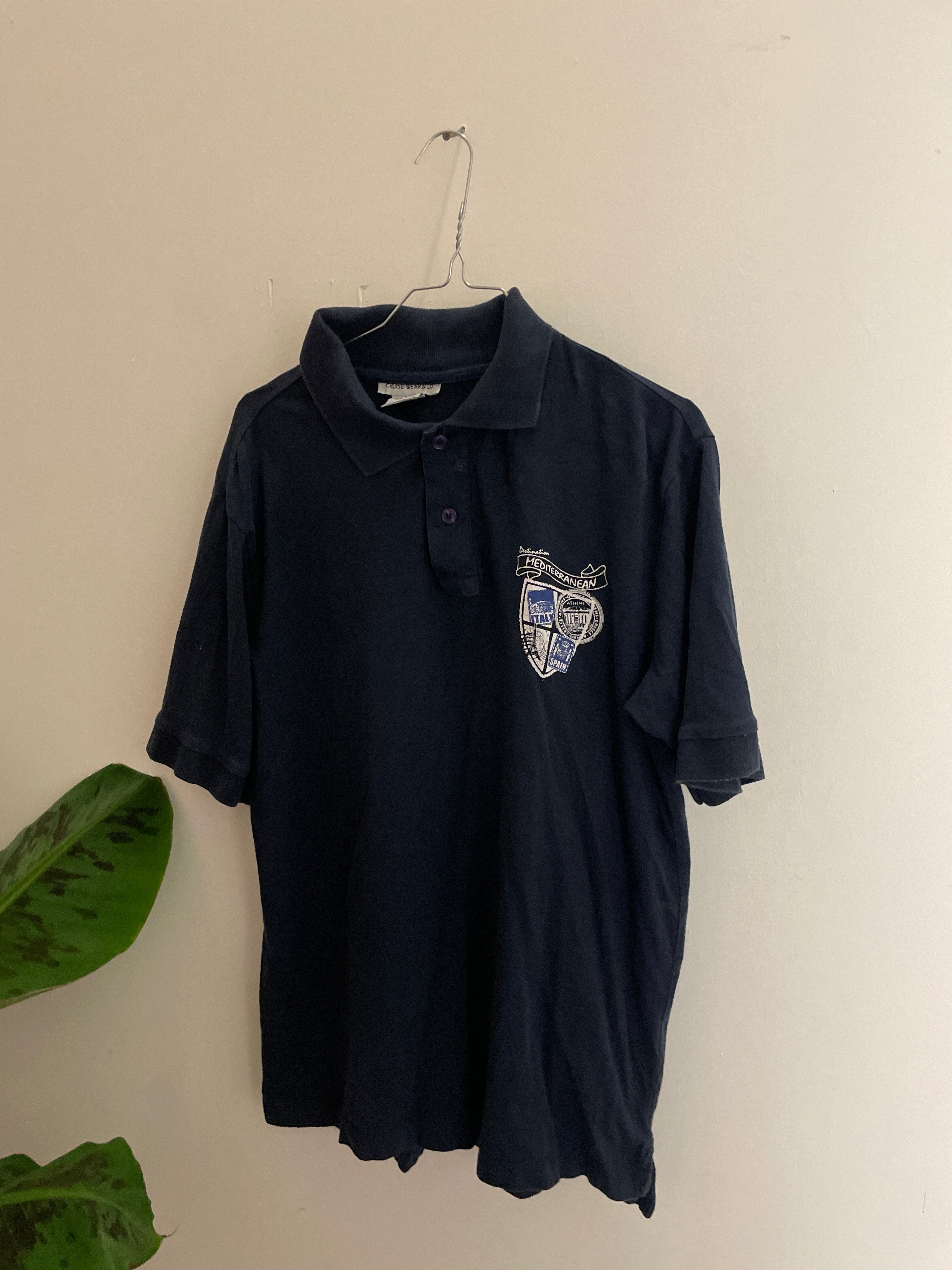 Vintage cruise wear & co blue polo men regular fit polo shirt size S