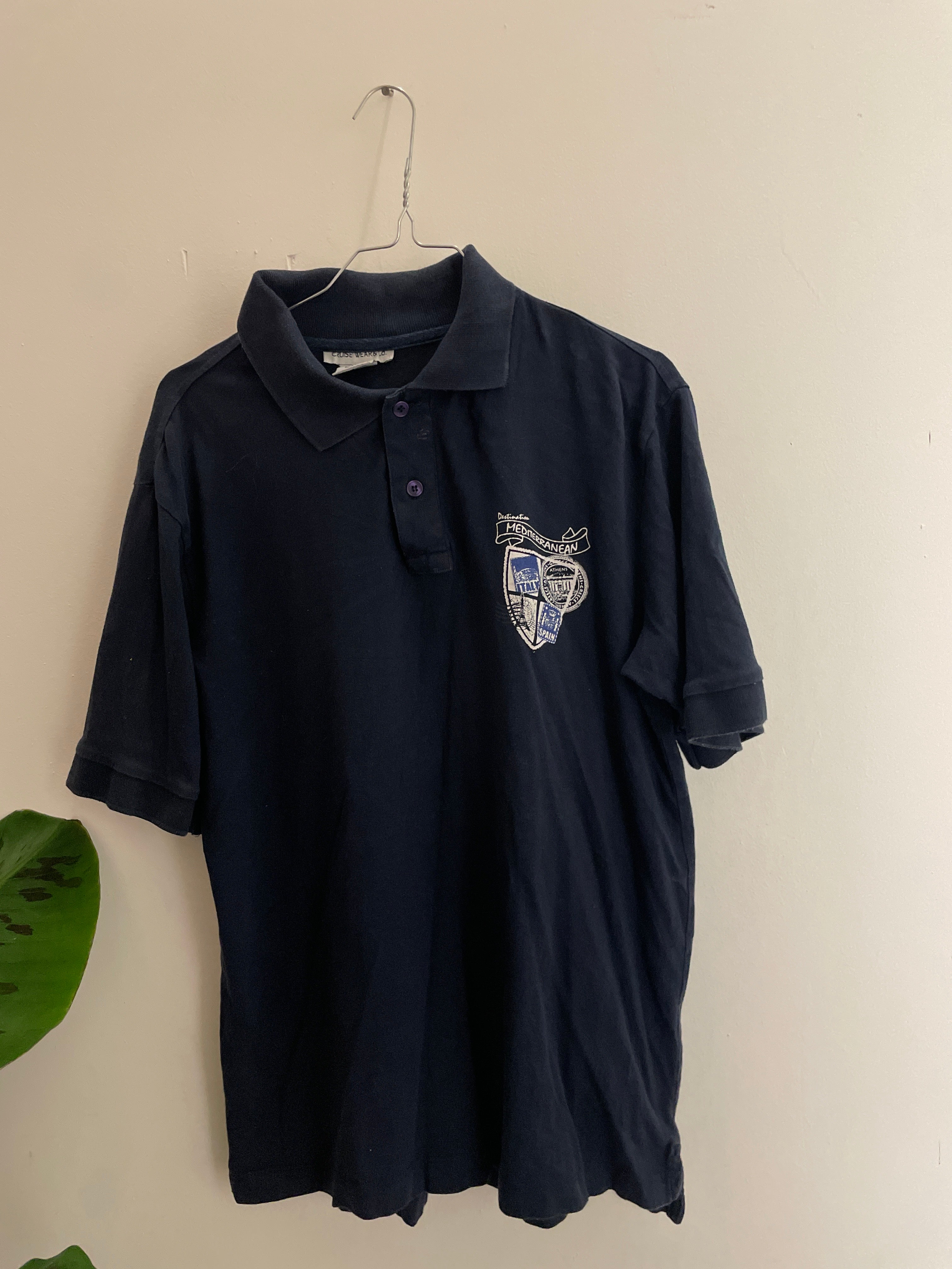 Vintage cruise wear & co blue polo men regular fit polo shirt size S