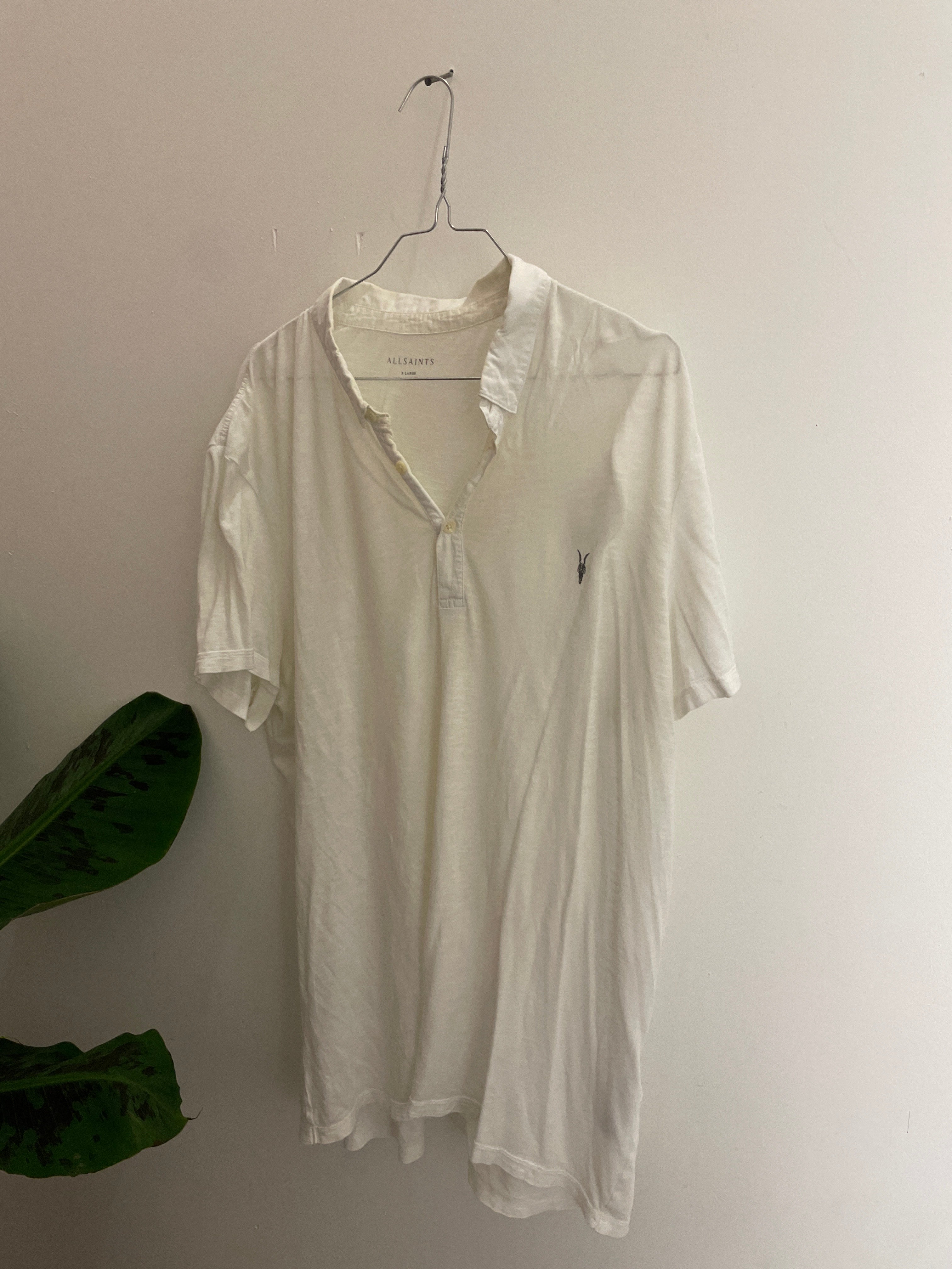 Vintage Allsaint white mens polo shirt size XL