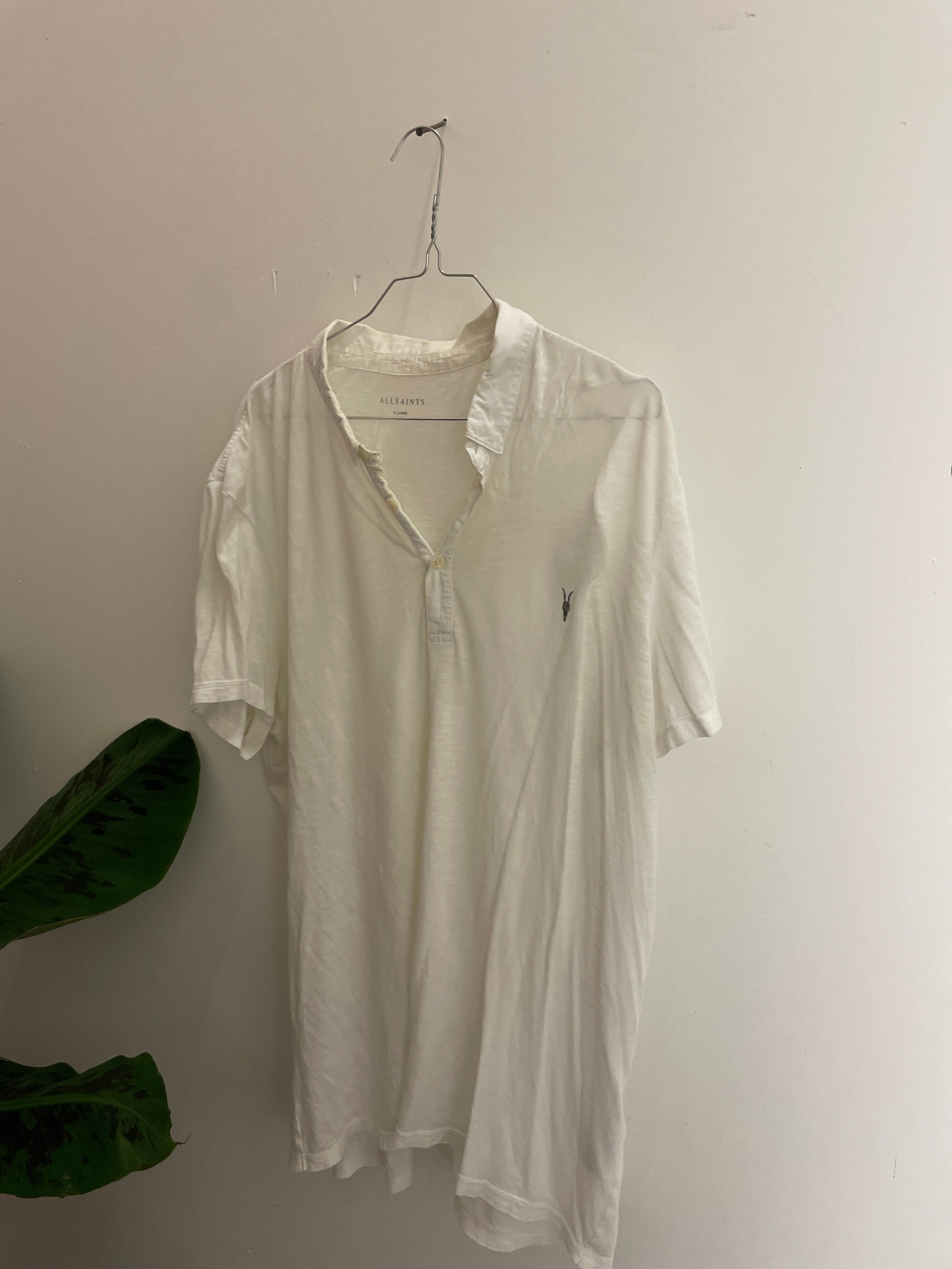 Vintage Allsaint white mens polo shirt size XL