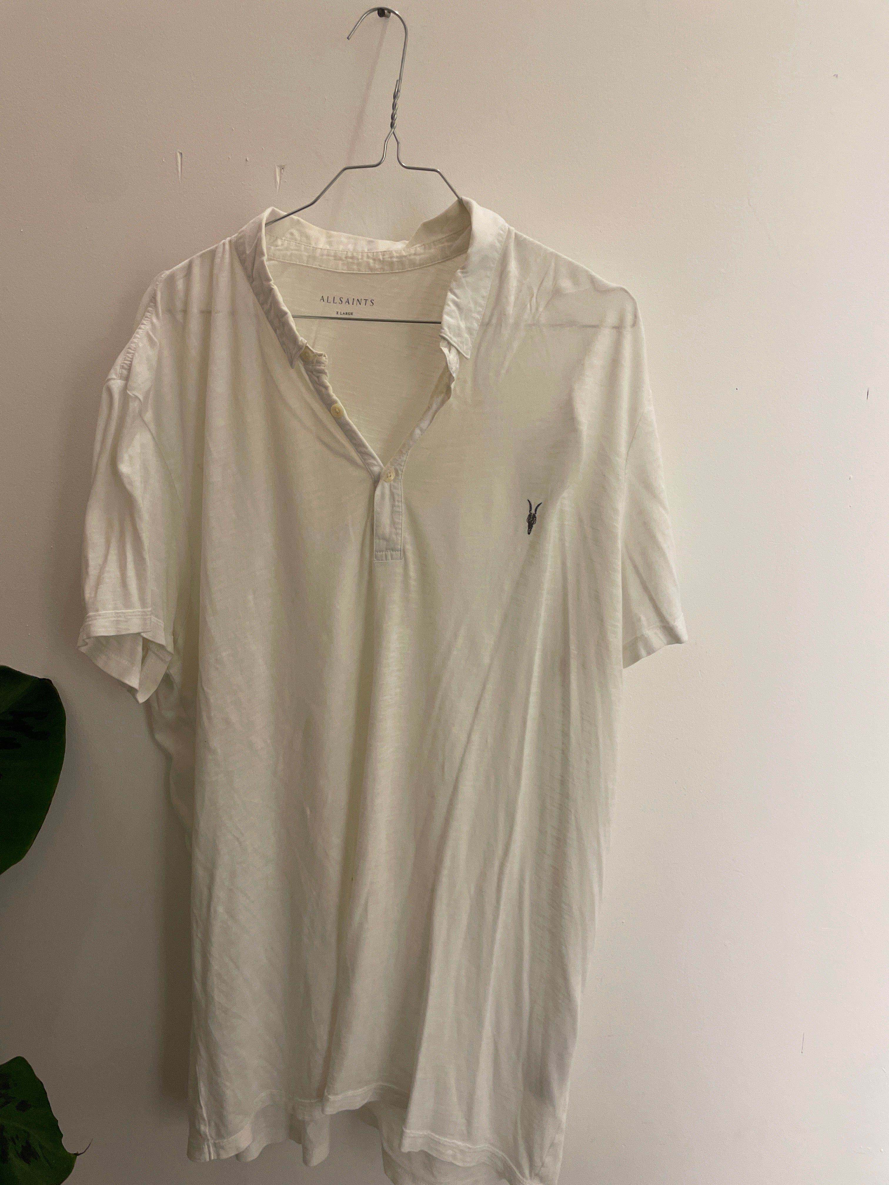 Vintage Allsaint white mens polo shirt size XL