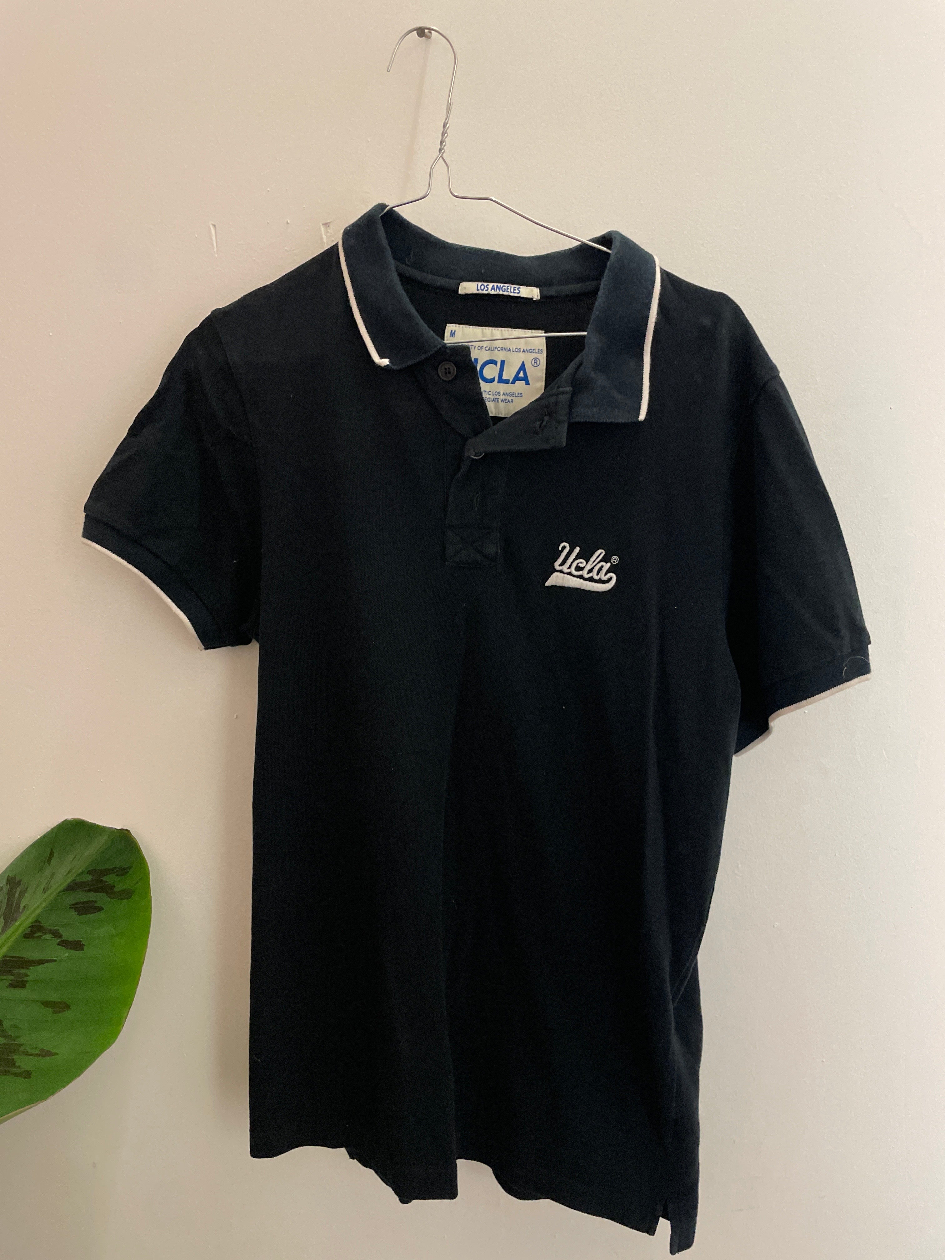Vintage UCLA medium navy blue regular fit mens polo shirt