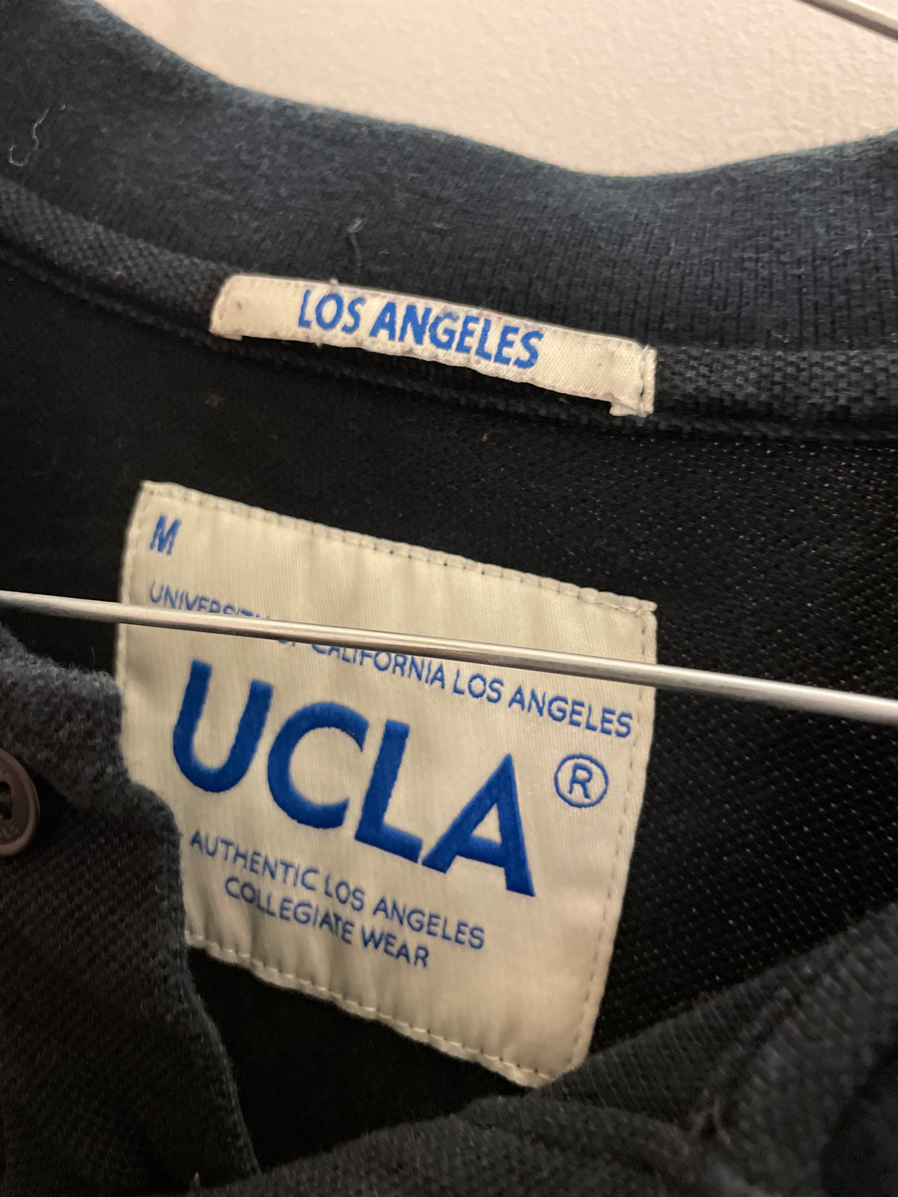 Vintage UCLA medium navy blue regular fit mens polo shirt