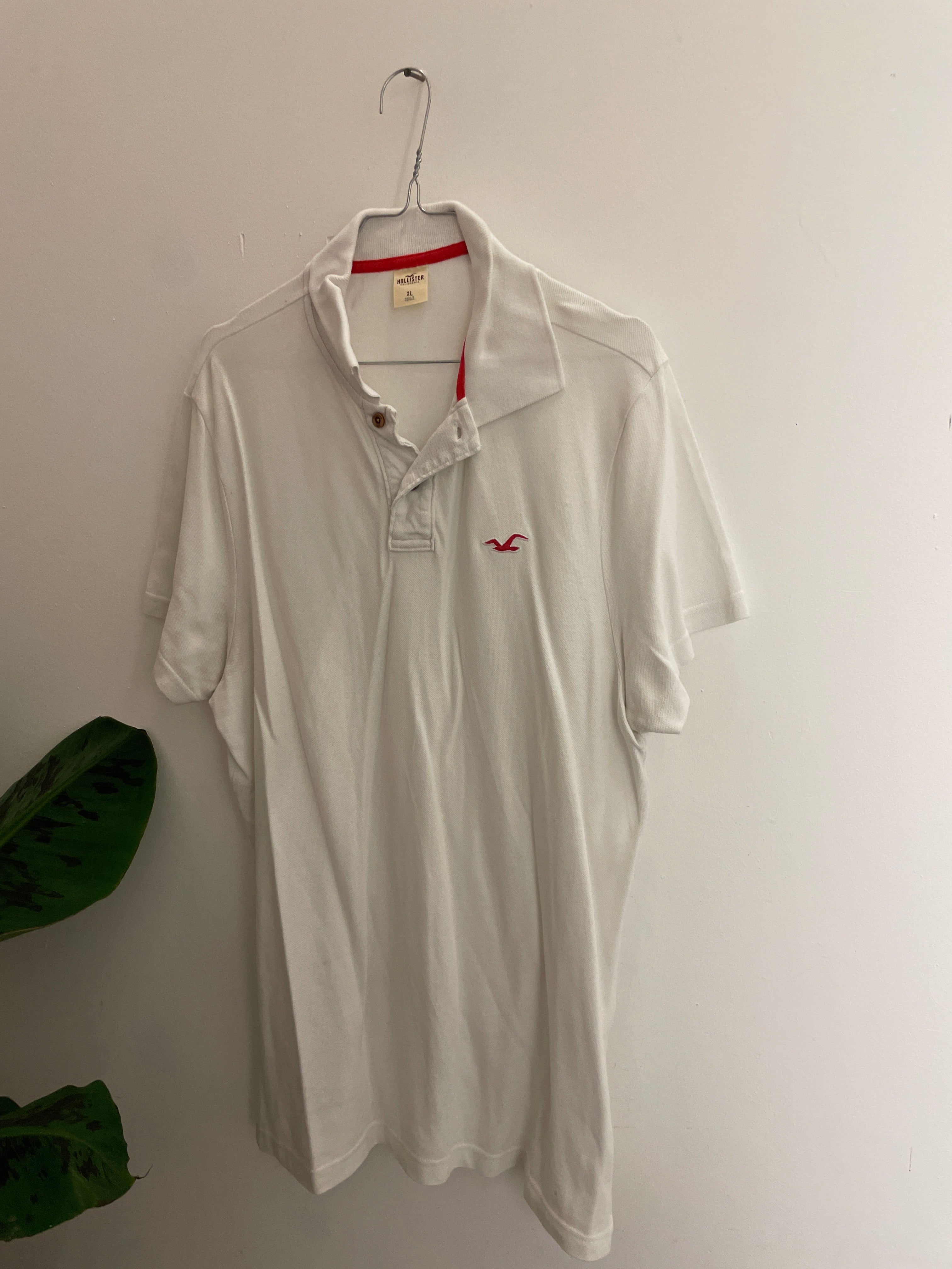 Vintage hollister white mens polo shirt size XL