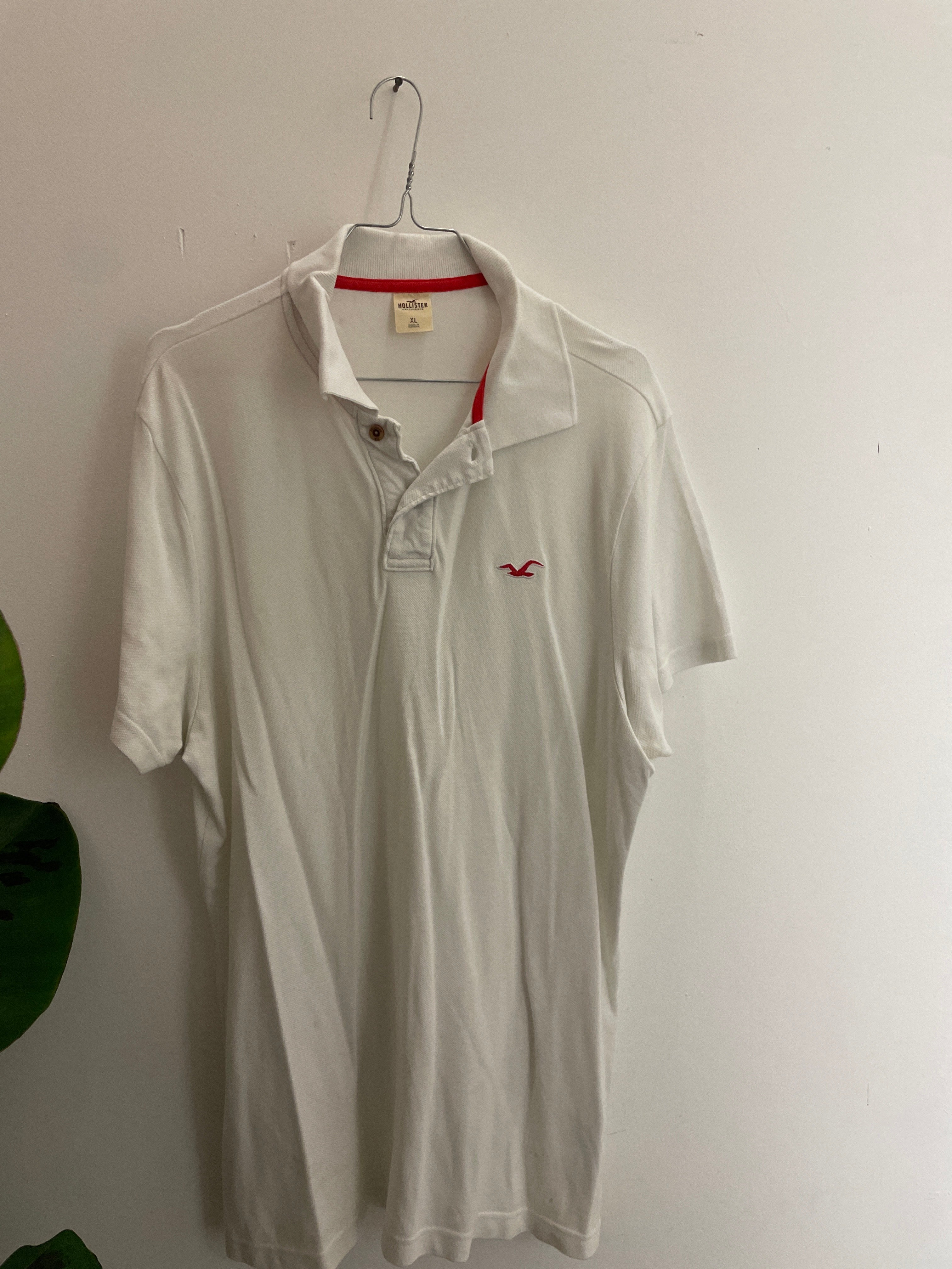 Vintage hollister white mens polo shirt size XL