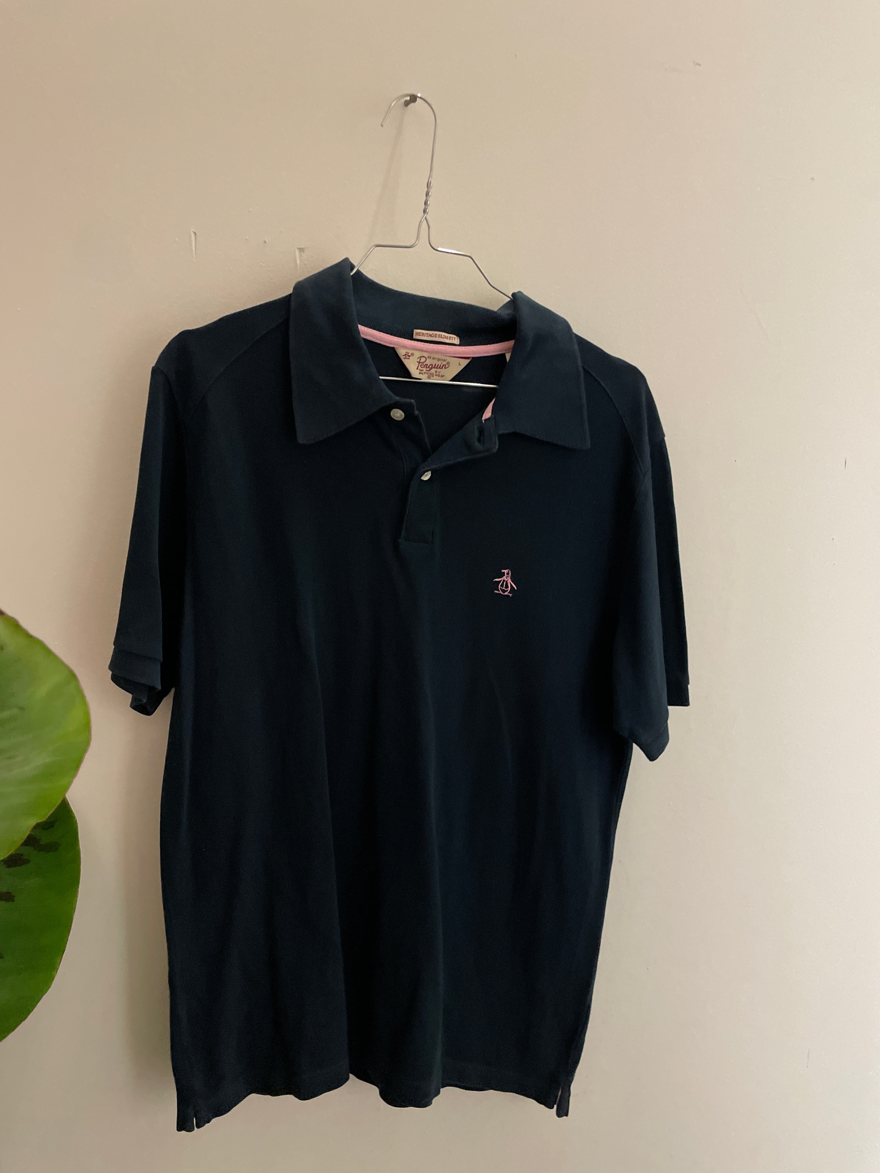 Vintage penguine original blue fit mens polo shirt size L