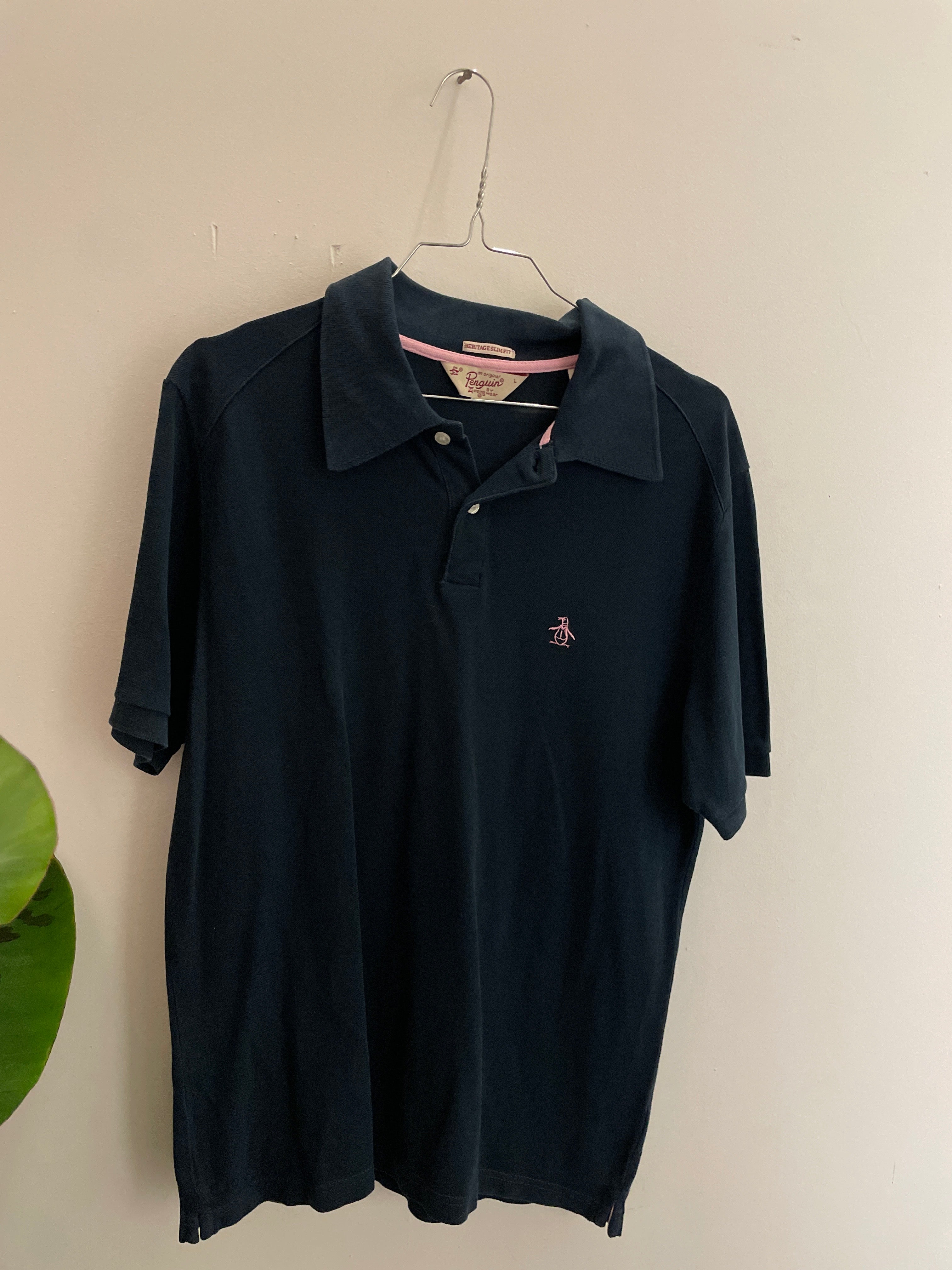 Vintage penguine original blue fit mens polo shirt size L