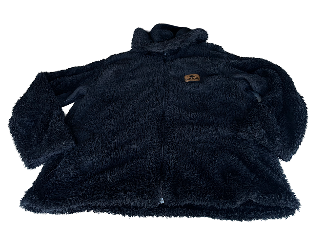 Vintage women's Buffalo black faux fur fleece jacket in L|L29 W21| SKU 4416