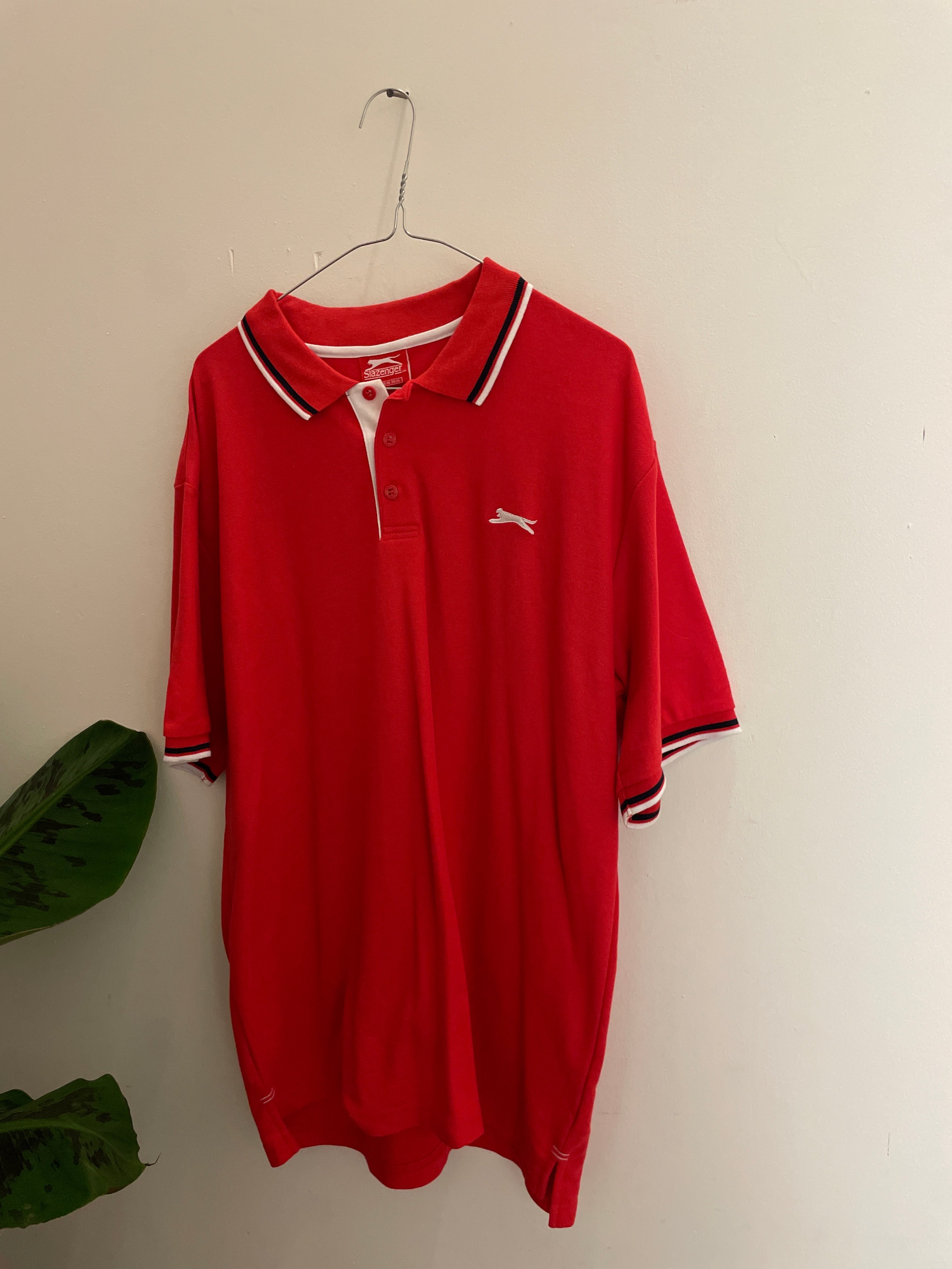 Vintage red slazenger mens polo shirt size XL