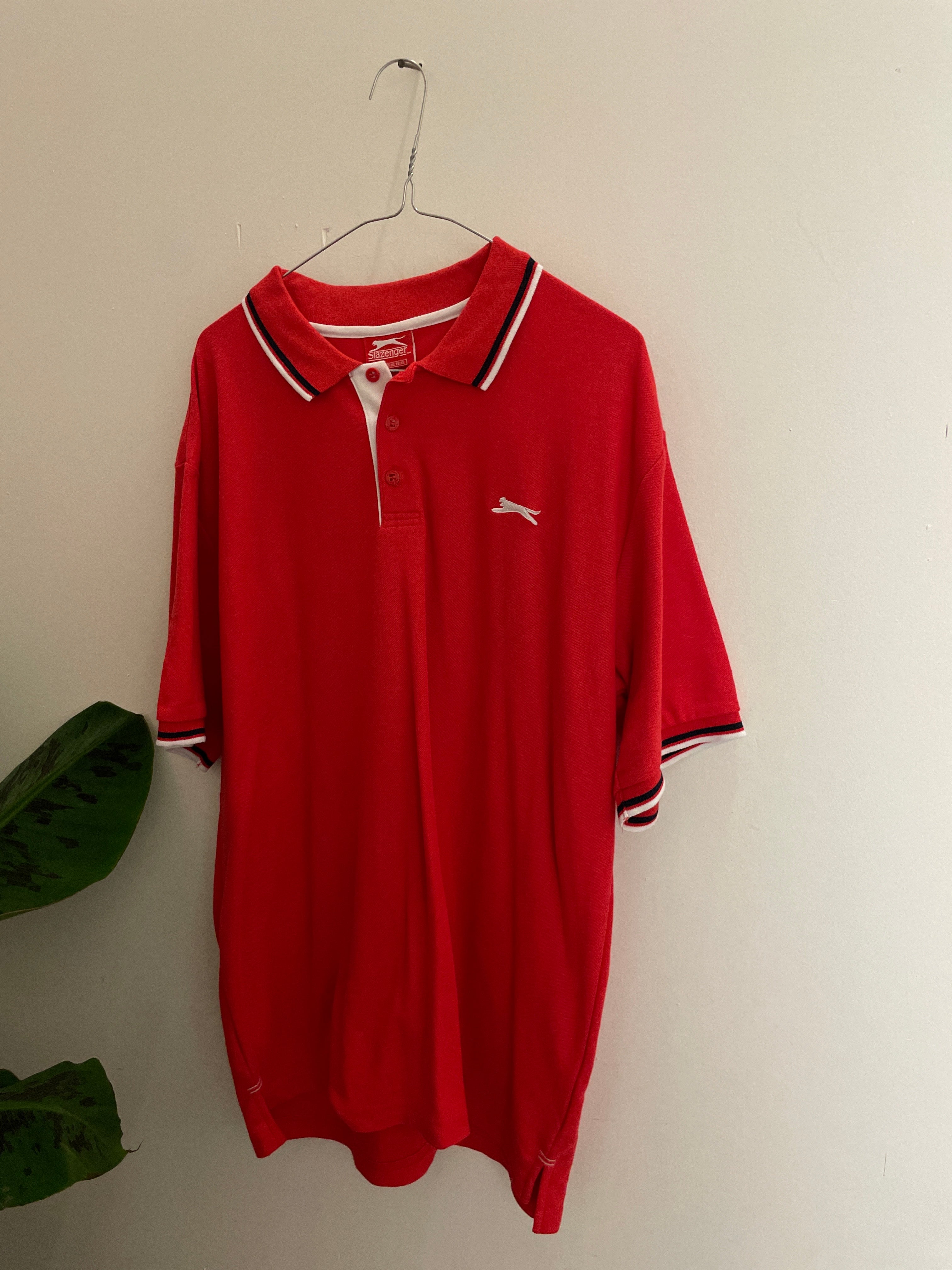 Vintage red slazenger mens polo shirt size XL