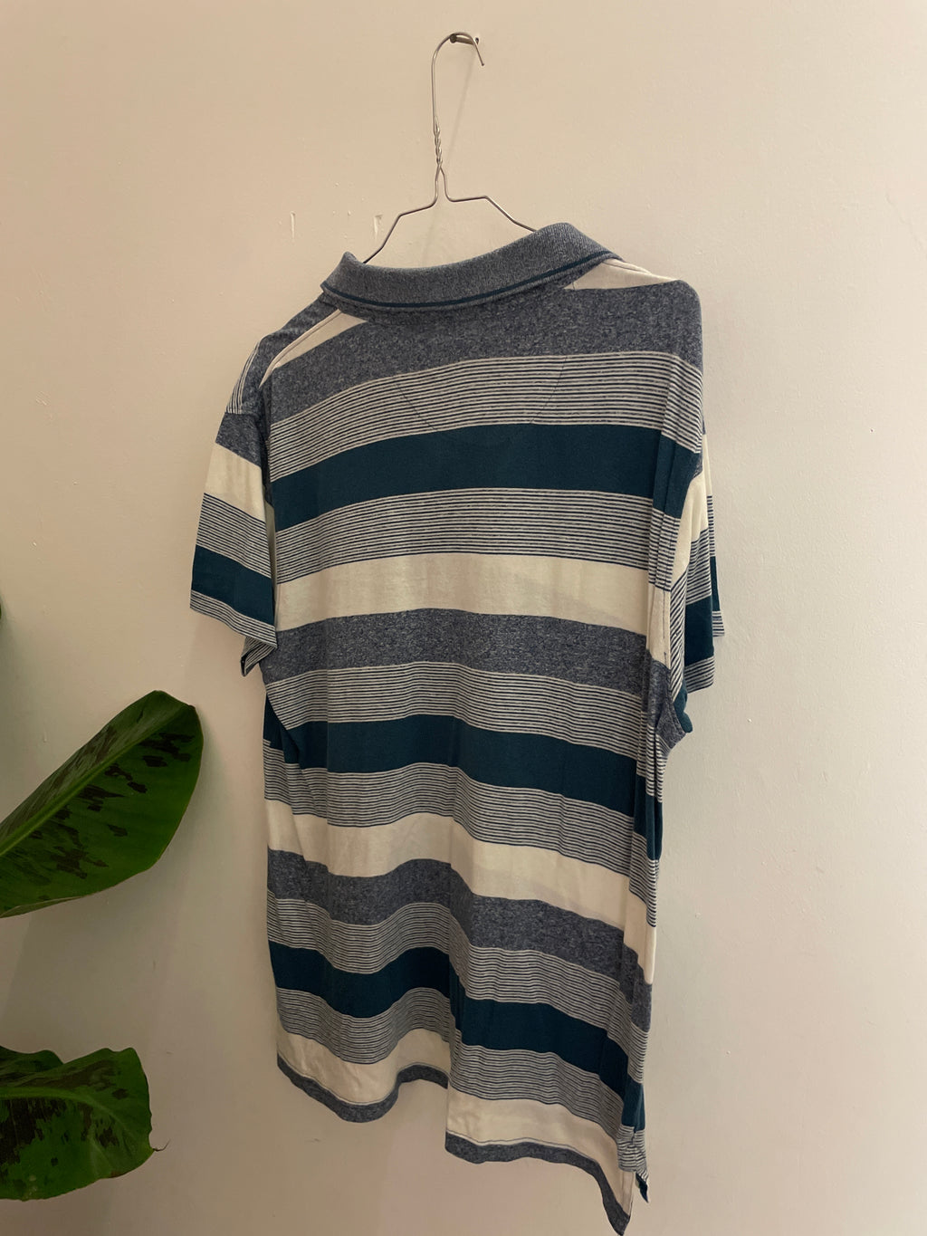 Vintage pierre cardin blue stripped regualar fit large mens polo shirt