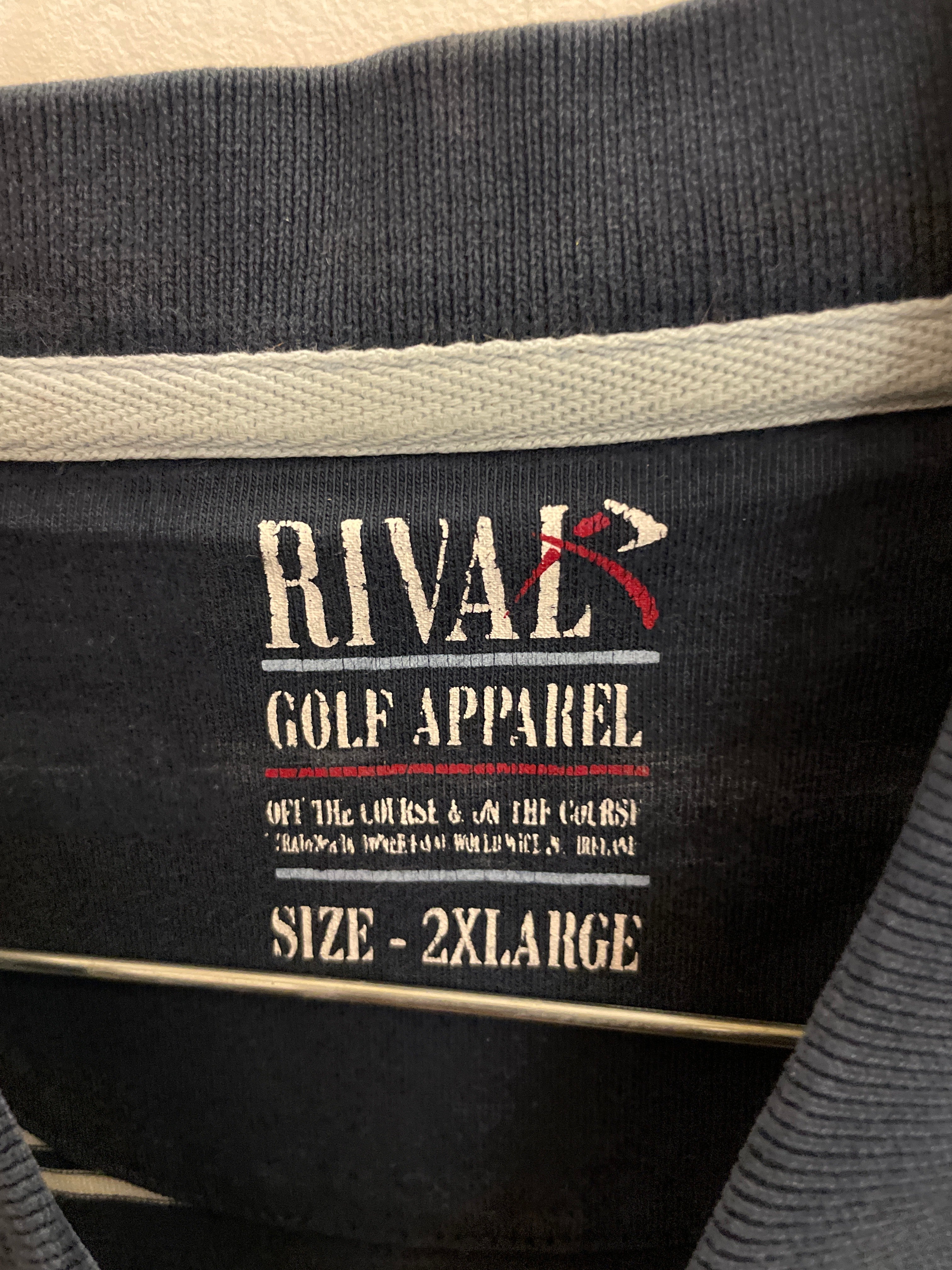 Vintage rival golf apparel blue stripped mens polo shirt size XXl