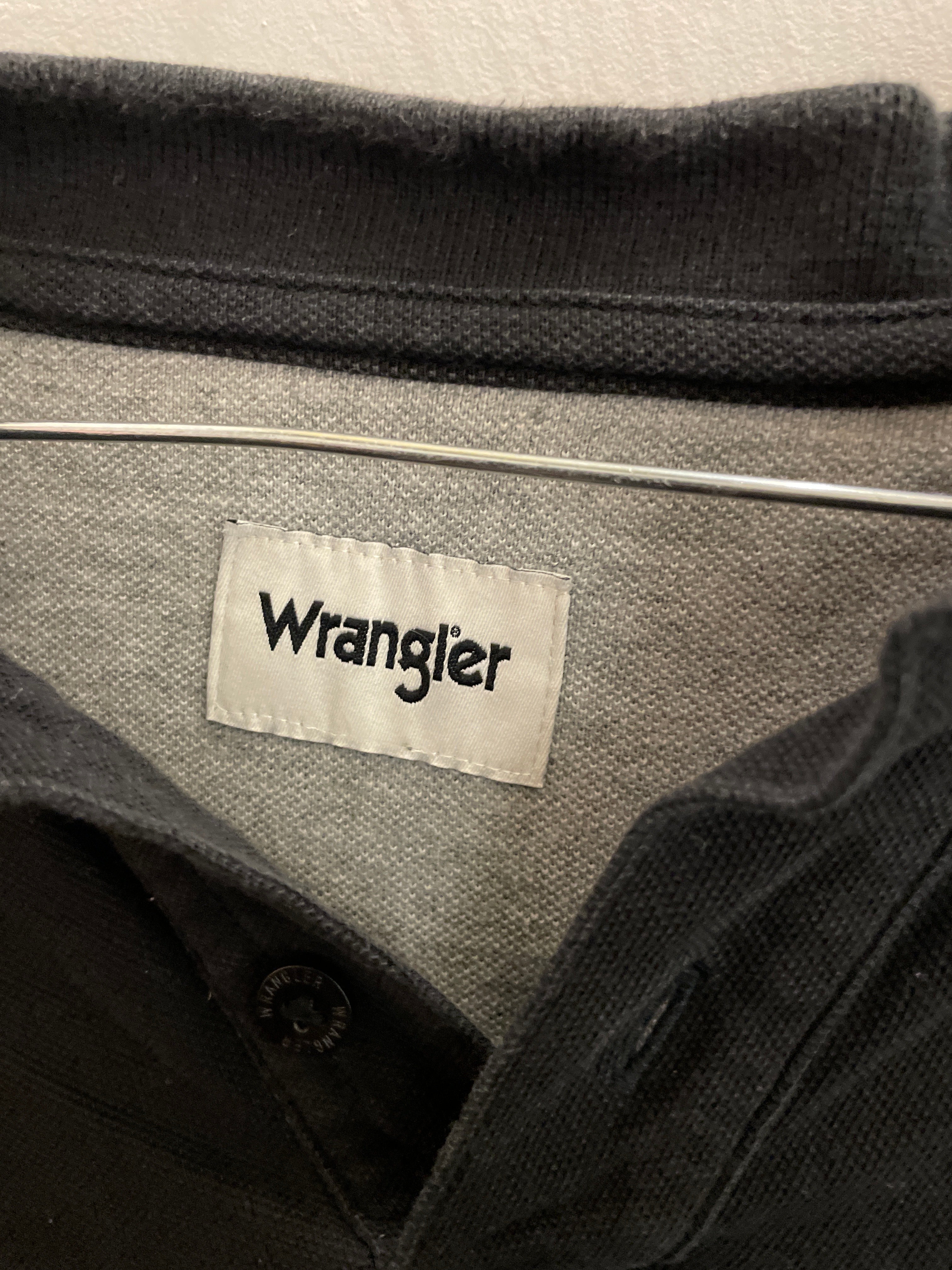 Vintage black wrangler mens polo shirt size M