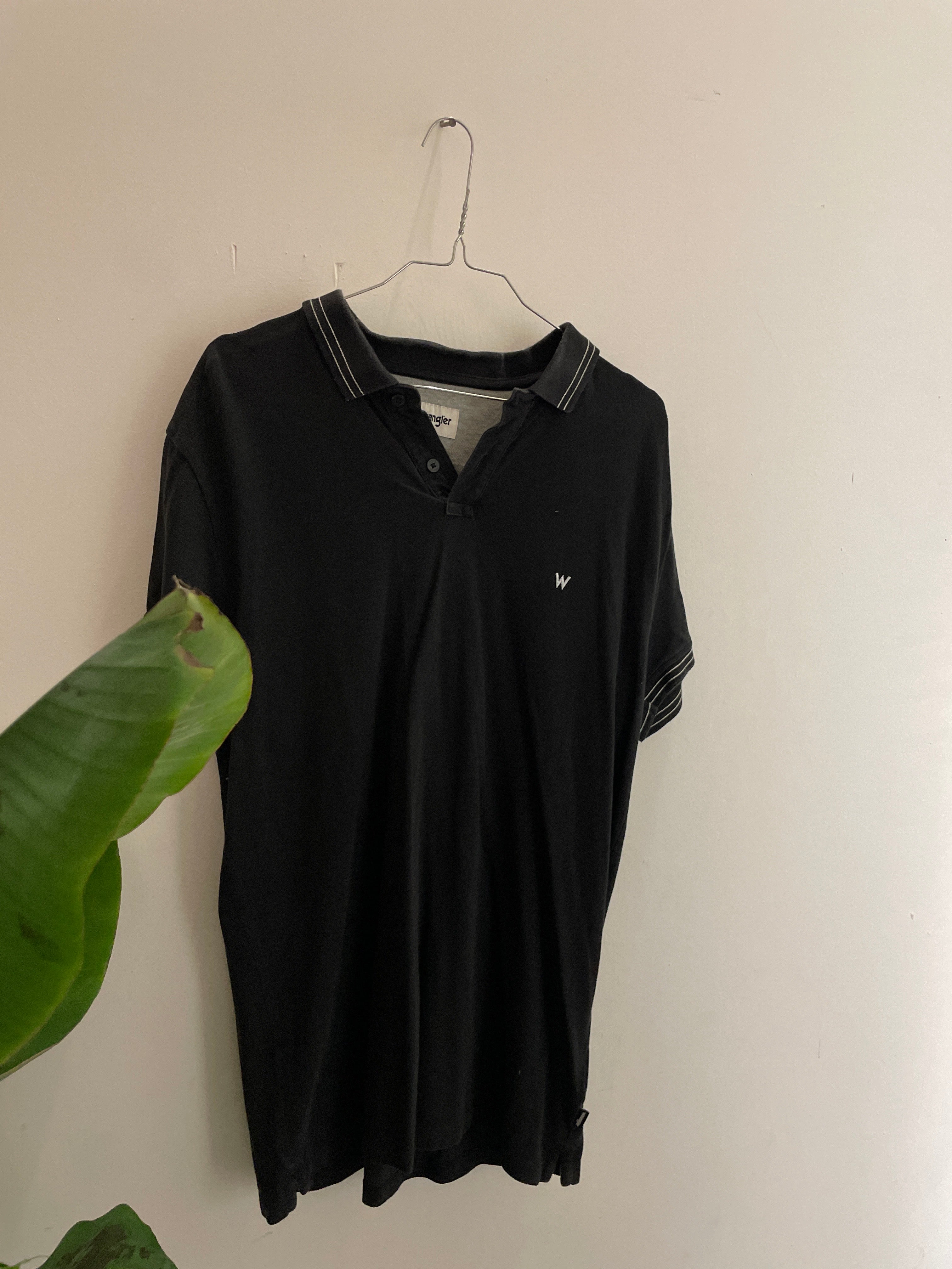 Vintage black wrangler mens polo shirt size M