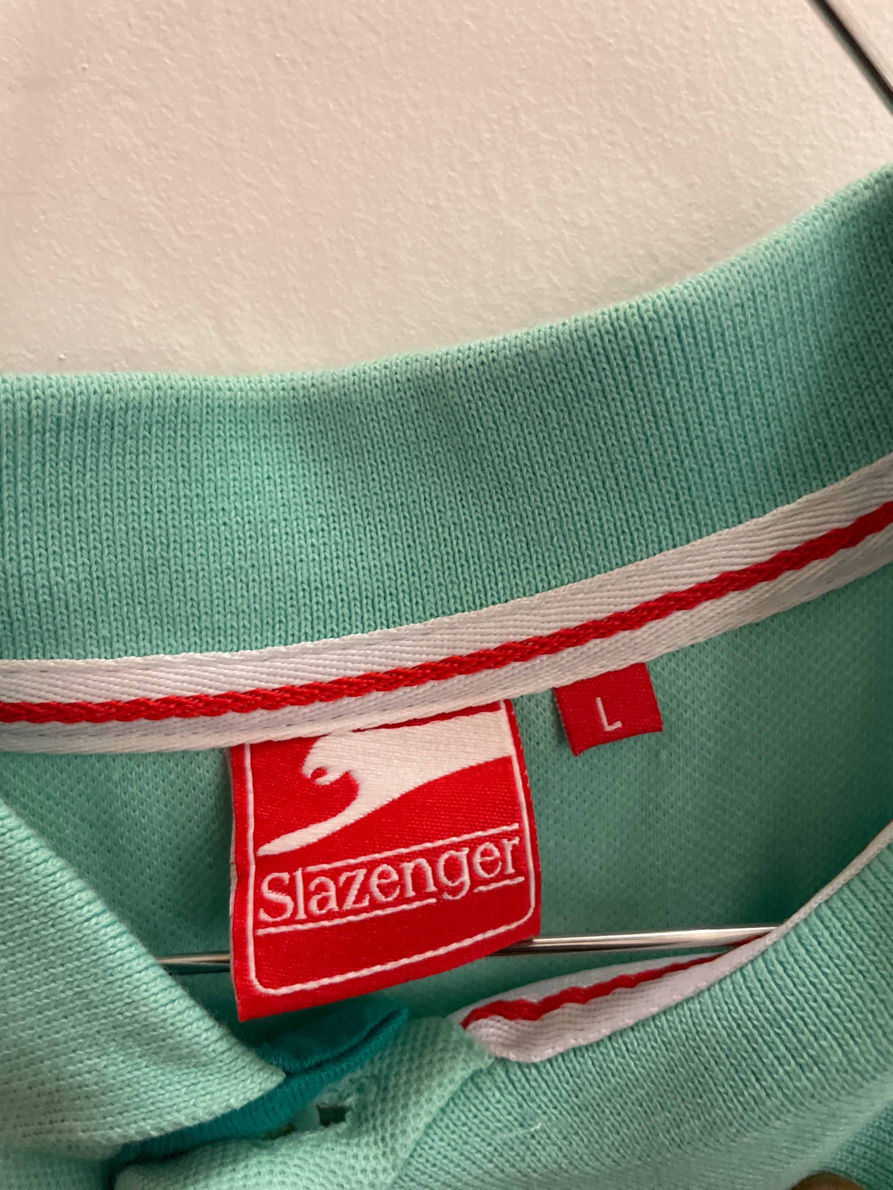 Vintage blue slazenger mens polo shirt size L