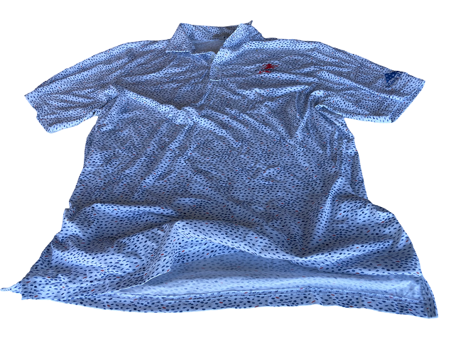 Vintage Peter Millar Blue animal print polo shirt in XL|L32 W22|SKU 4424
