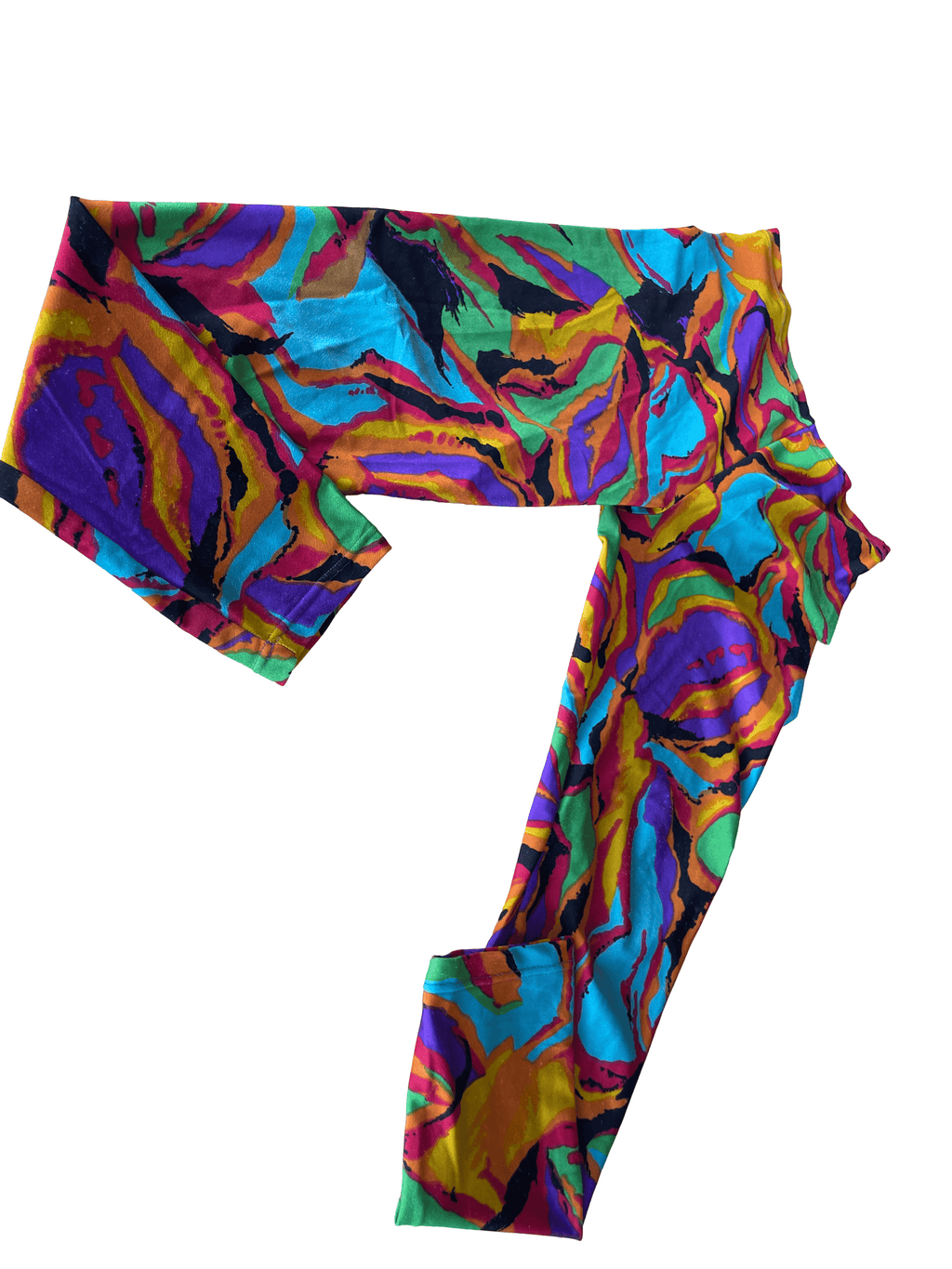 Vintage mid waist women's multi printed trousers in M| L26 W26| SKU 4434