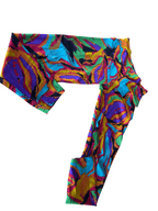 Vintage mid waist women's multi printed trousers in M| L26 W26| SKU 4434
