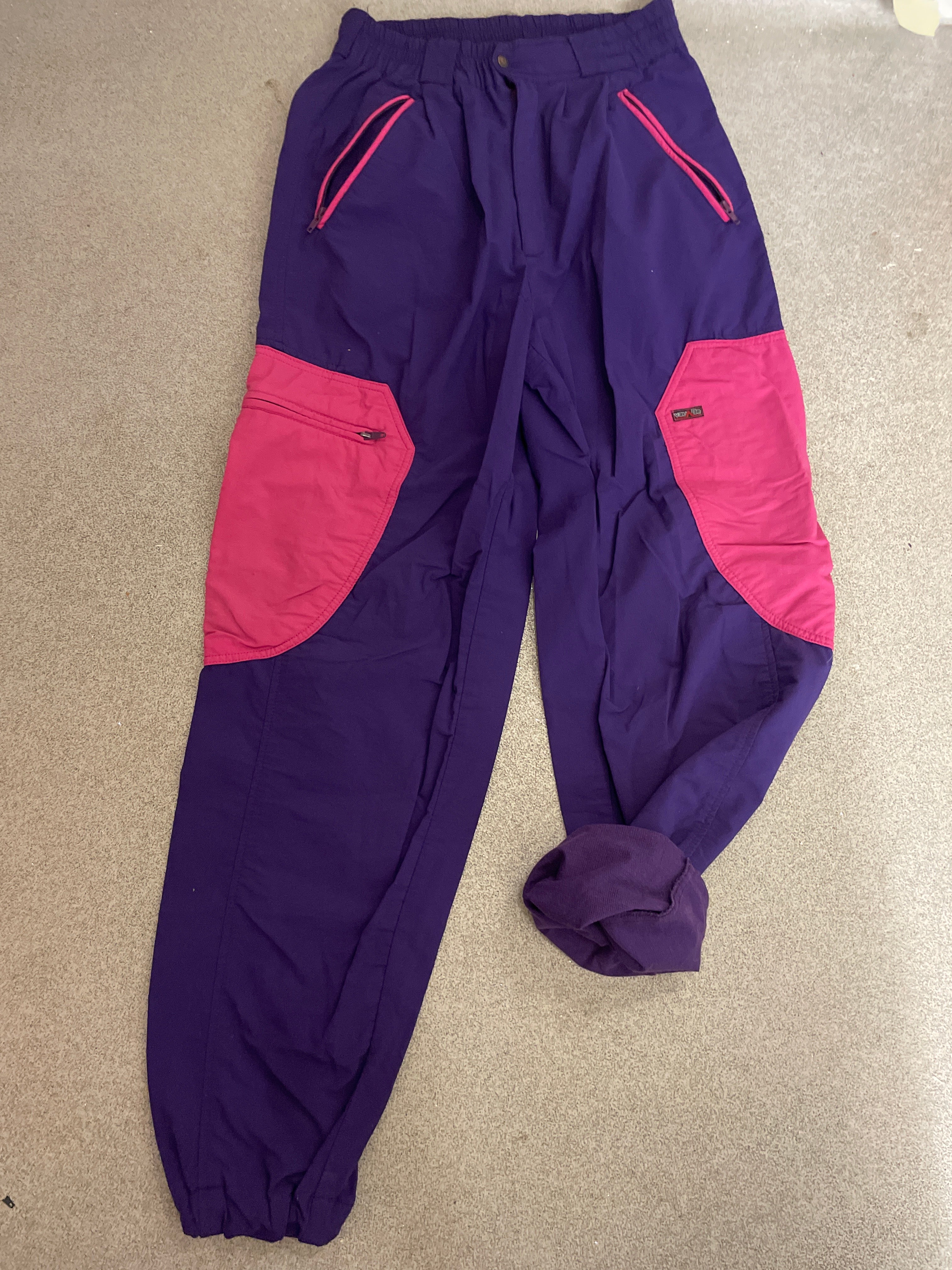 Vintage purple patchwork nylon cargo pant size M
