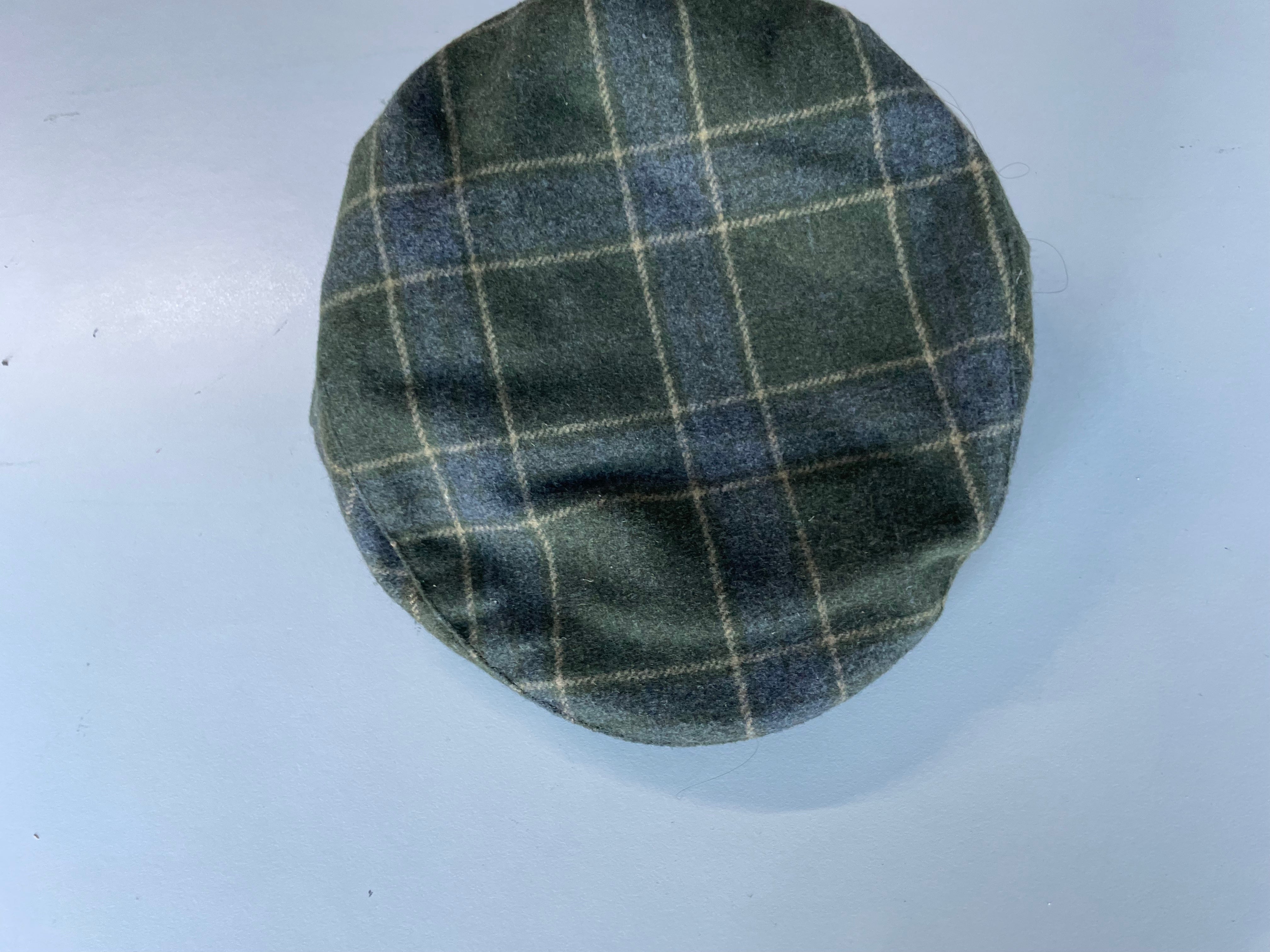 Vintage The Quiet man collection green checkered tartan flat cap|SKU 4445