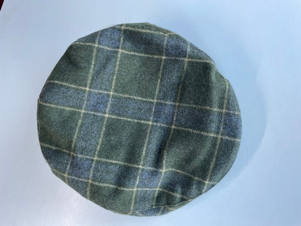 Vintage The Quiet man collection green checkered tartan flat cap|SKU 4445