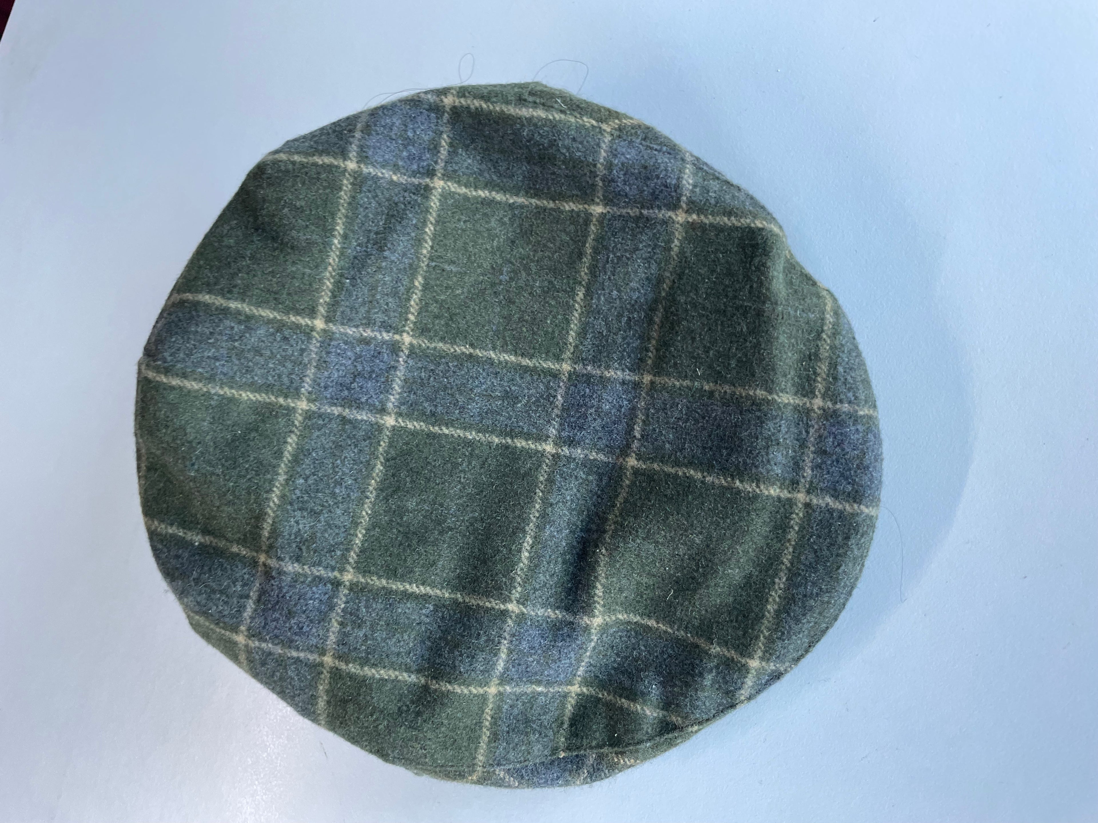 Vintage The Quiet man collection green checkered tartan flat cap|SKU 4445