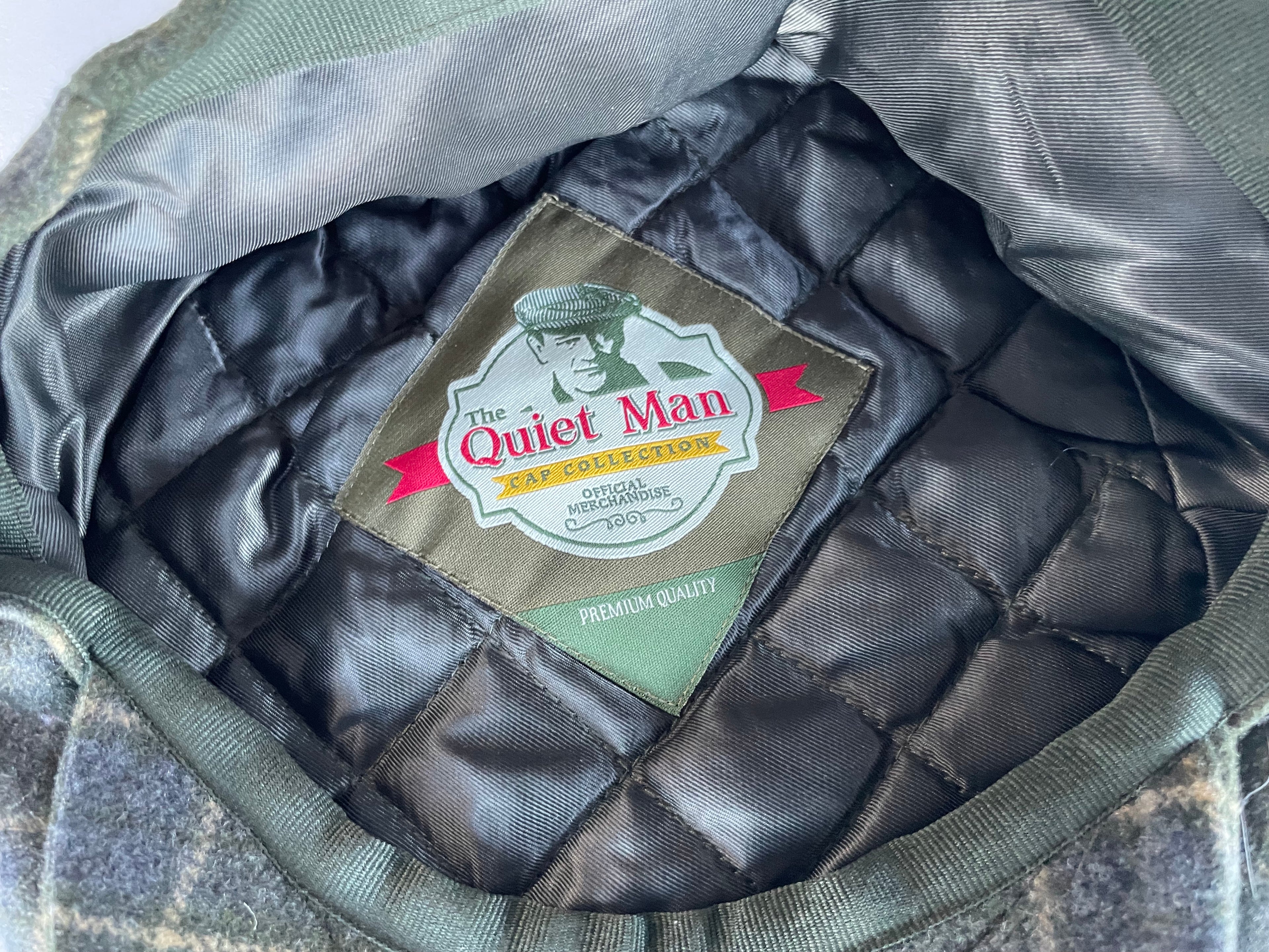 Vintage The Quiet man collection green checkered tartan flat cap|SKU 4445