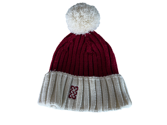 Vintage red & white colorblock knitted beanie hat|One size|SKU 4446