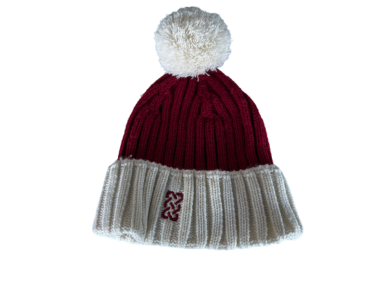 Vintage red & white colorblock knitted beanie hat|One size|SKU 4446