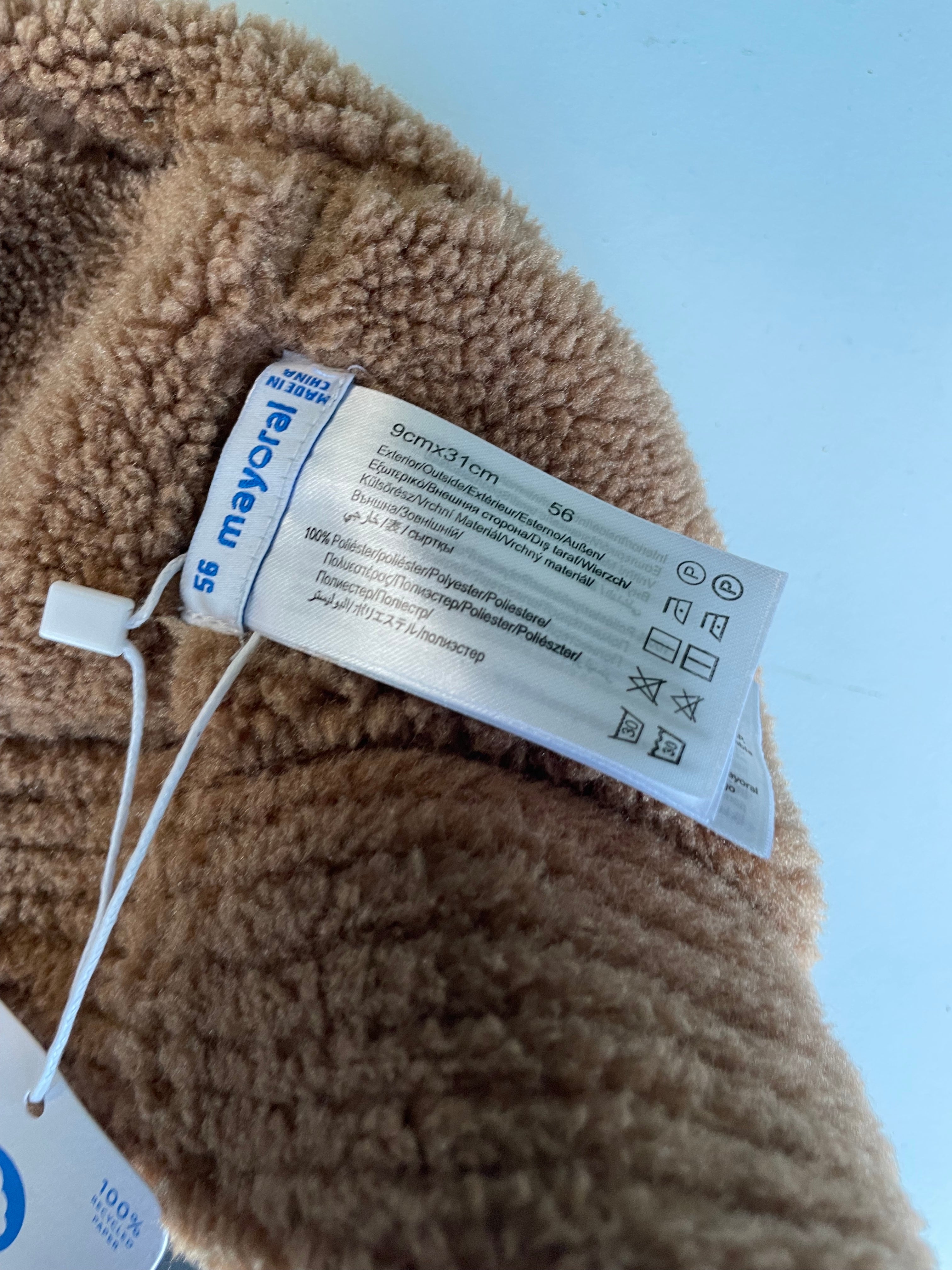 Vintage Mayoral cream fleece cozy reversible bucket hat new with tag|SKU 4447