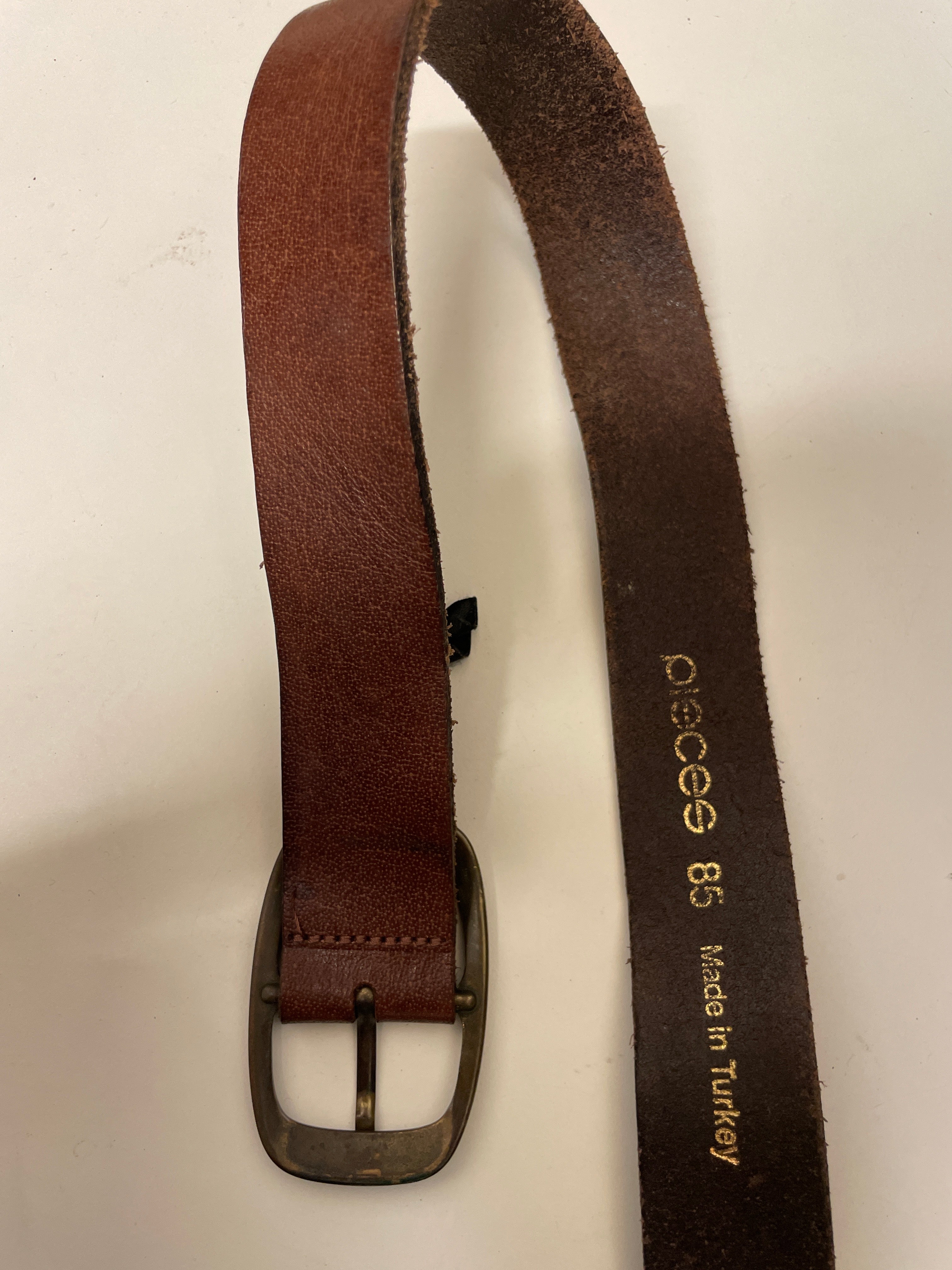 Vintage pieces mens leather brown belt size S
