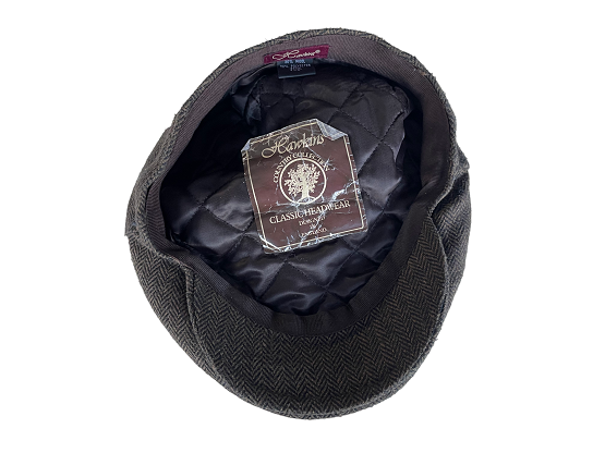 Vintage men's Hawkins brown flat tweed herringbone cap |One size|SKU 4452