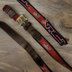 Vintage vinyard vine mens brown plaid leather belt size 44