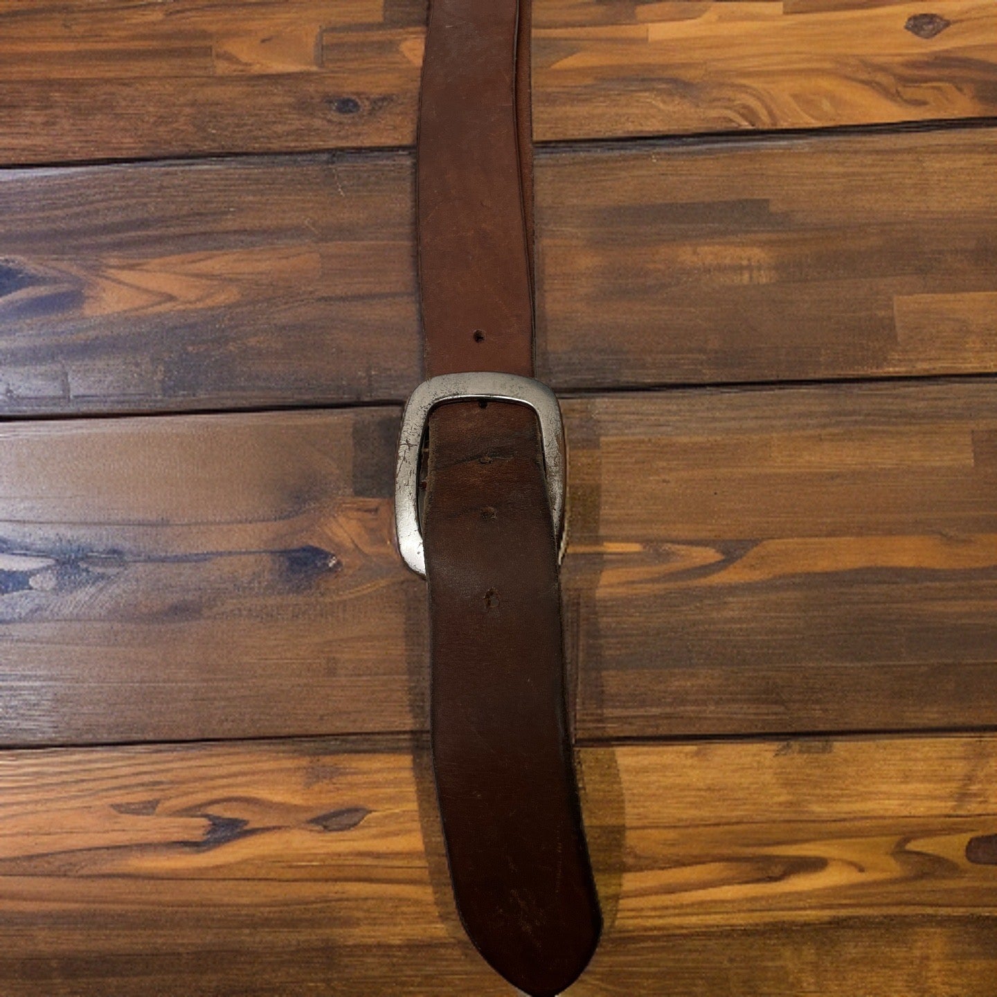 Vintage brown leather double roller buckle belts