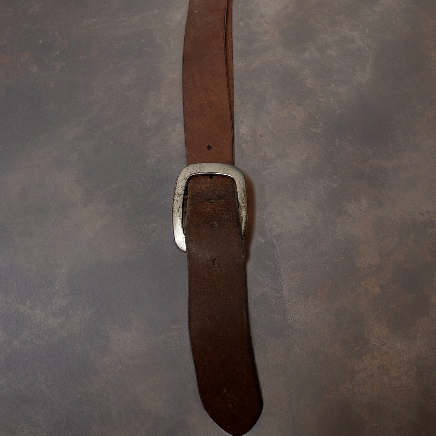 Vintage brown leather double roller buckle belts
