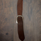 Vintage brown leather double roller buckle belts