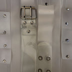 Vintage Women's Clear PU Silver Multi Studded Waist Belt