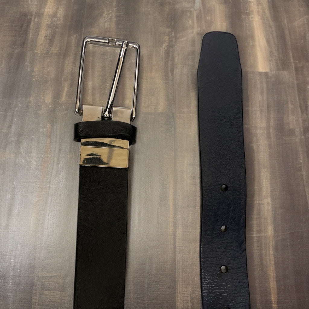 Vintage black mens classic buckle belt size M