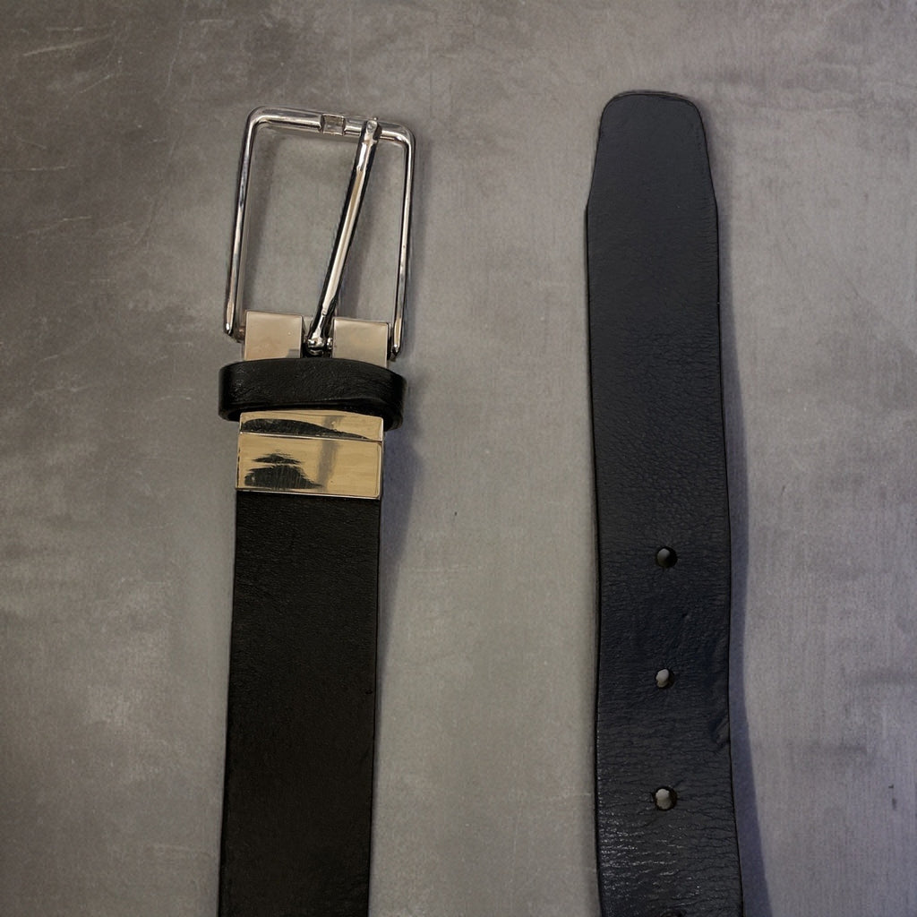 Vintage black mens classic buckle belt size M