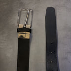 Vintage black mens classic buckle belt size M