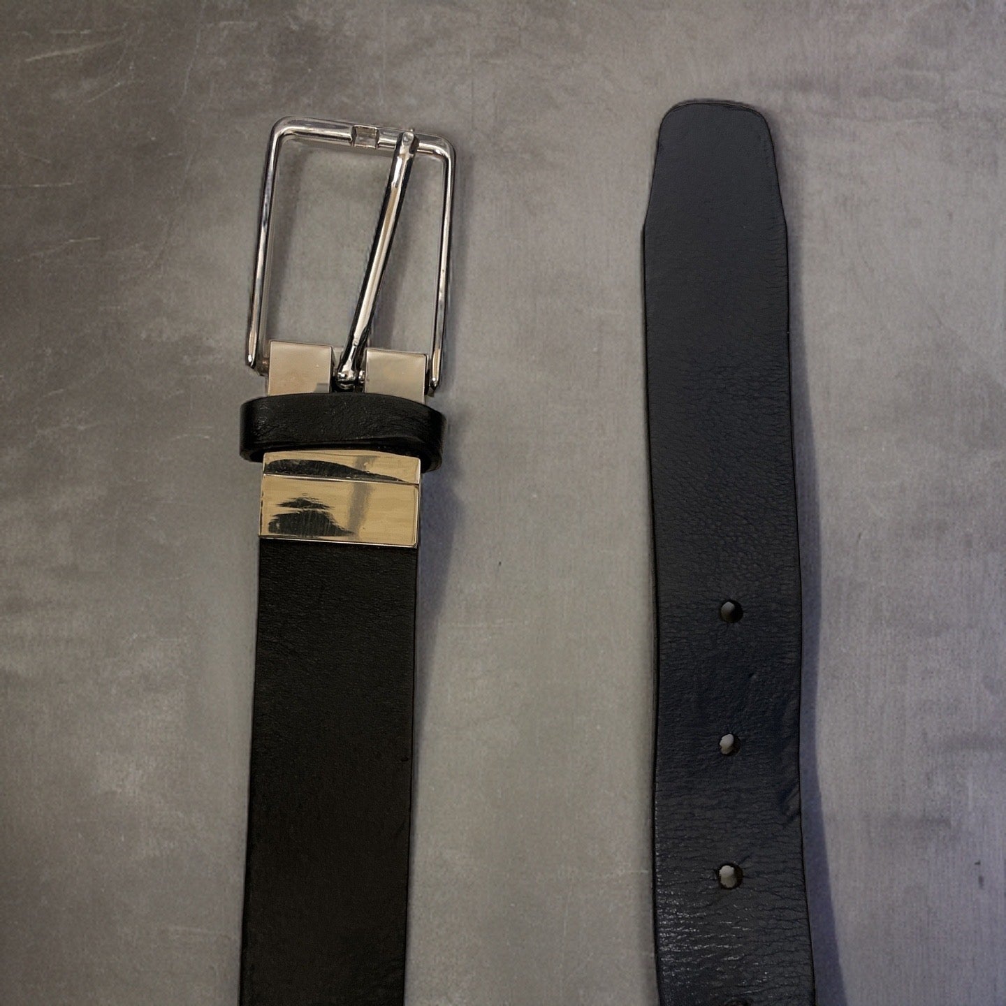 Vintage black mens classic buckle belt size M