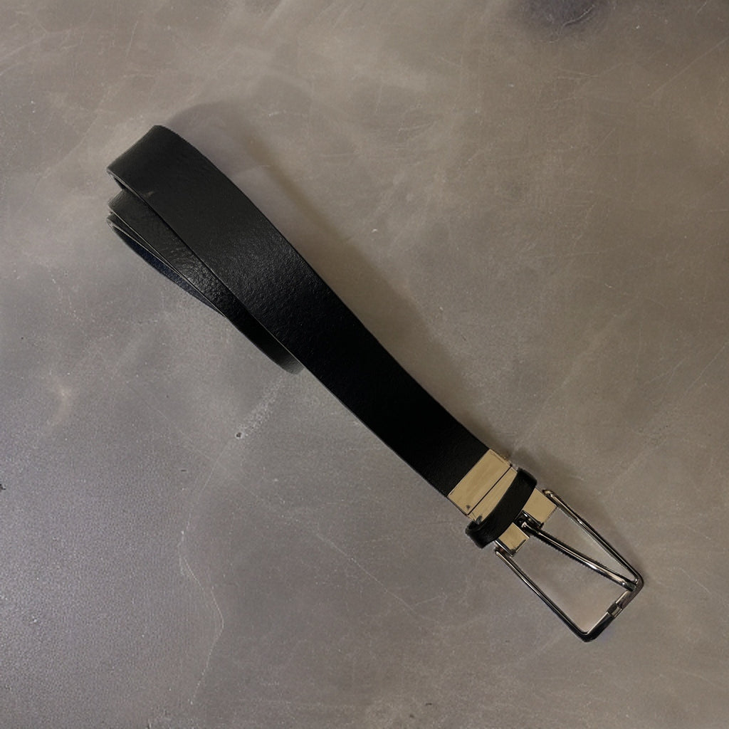 Vintage black mens classic buckle belt size M