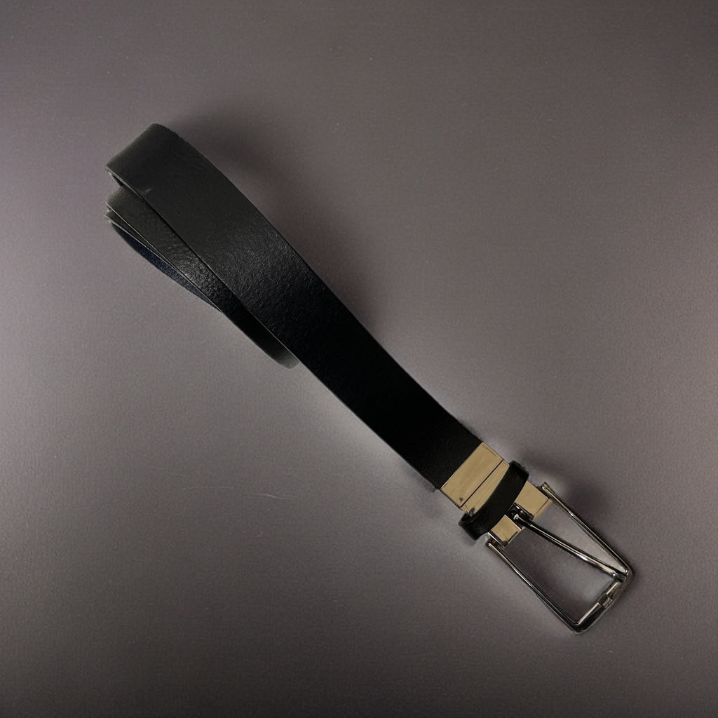 Vintage black mens classic buckle belt size M