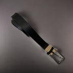 Vintage black mens classic buckle belt size M